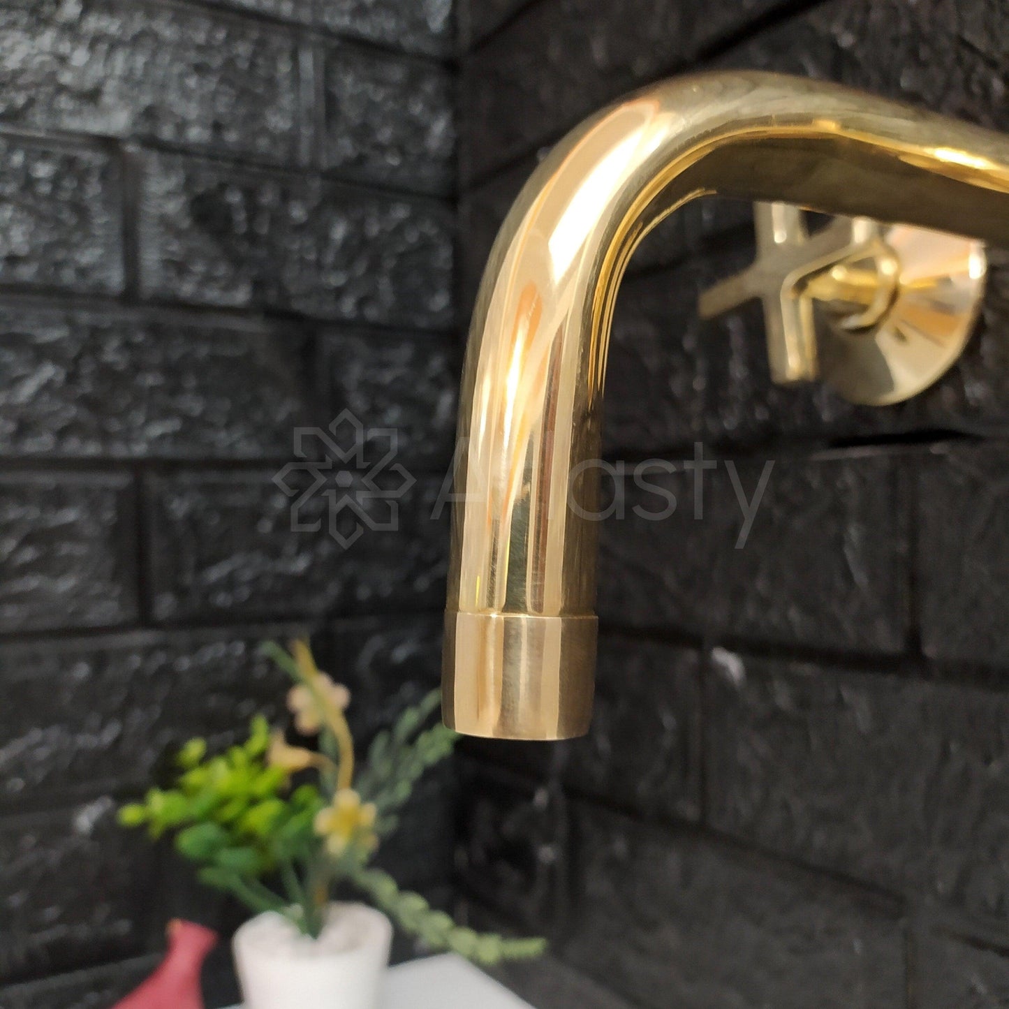Unlacquered Brass Wall Mounted Bathroom Faucet - Vessel Sink Faucet with Cross or Lever Handles