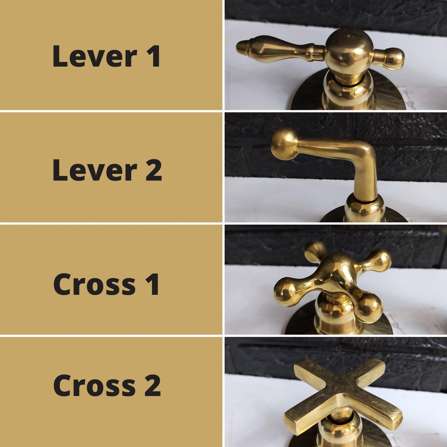 Unlacquered Brass 3 Holes Faucet With Sprayer | Lever & Cross Handles | Gold Antique Faucet