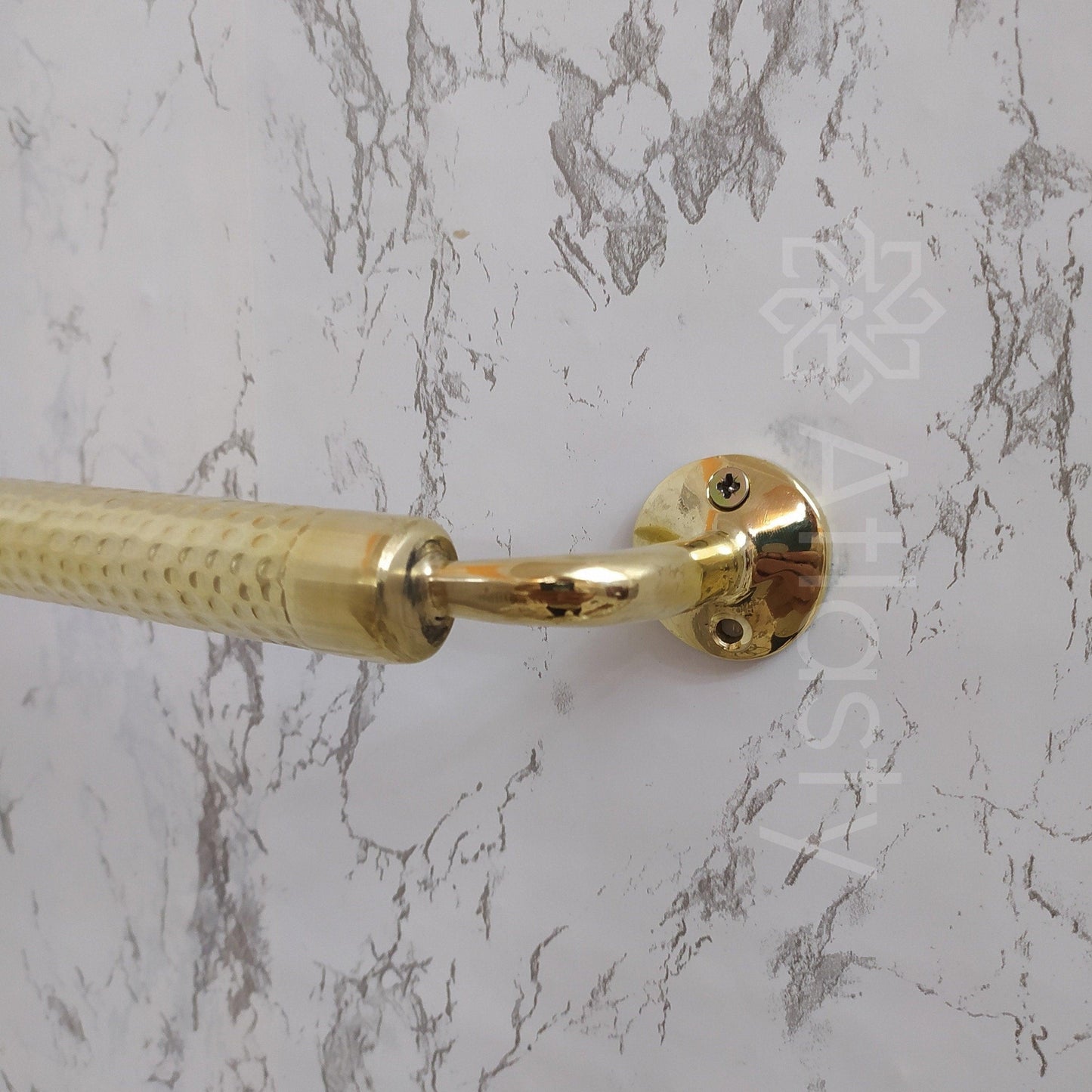 Hammered Solid Brass Wall Mounted Towel Holder For Bathroom