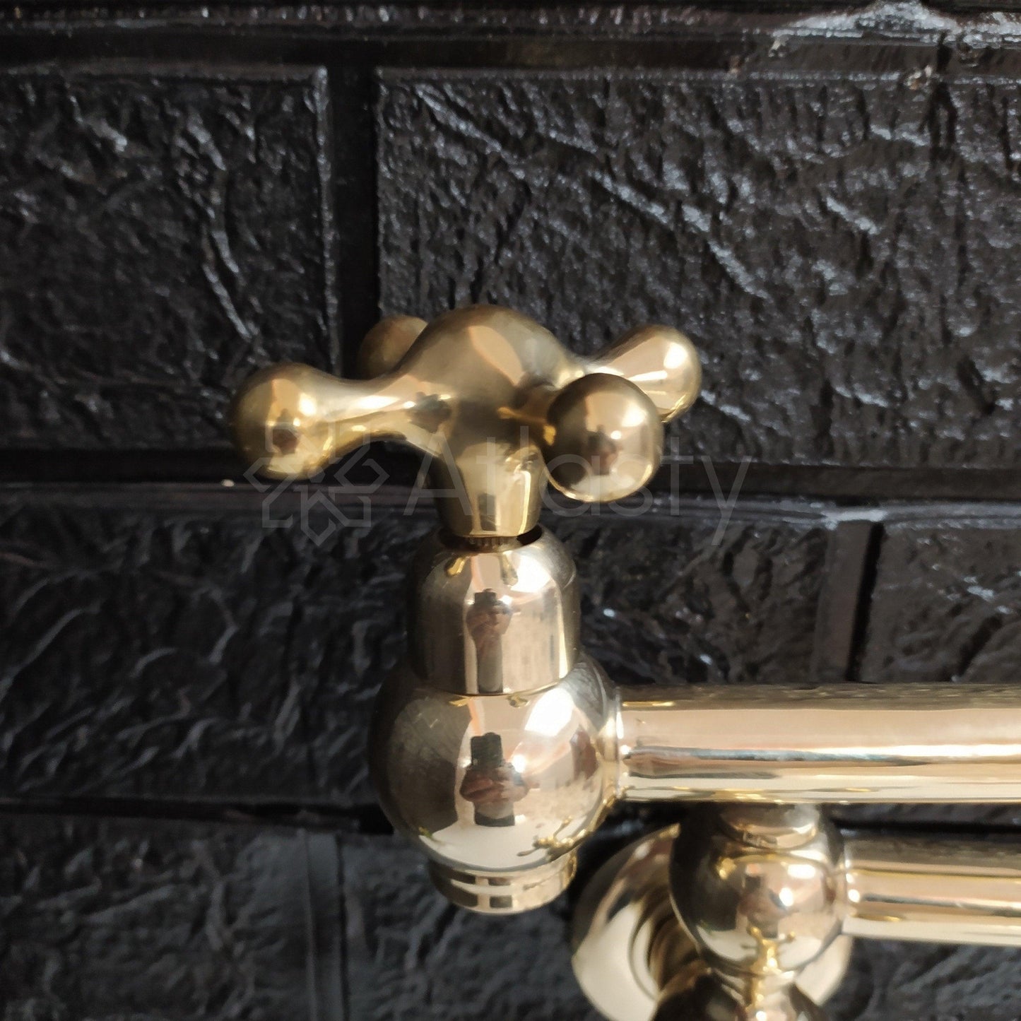 Wall Mount Pot Filler Kitchen Faucet, Unlacquered Solid Brass Pot Filler Kitchen Faucet with Cross Handle , Antique Brass