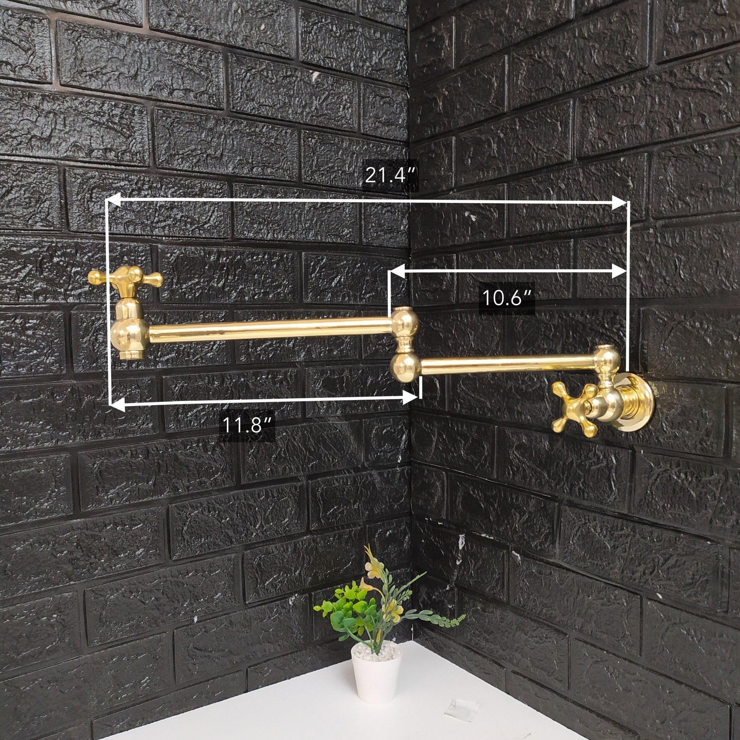 Wall Mount Pot Filler Kitchen Faucet, Unlacquered Solid Brass Pot Filler Kitchen Faucet with Cross Handle , Antique Brass