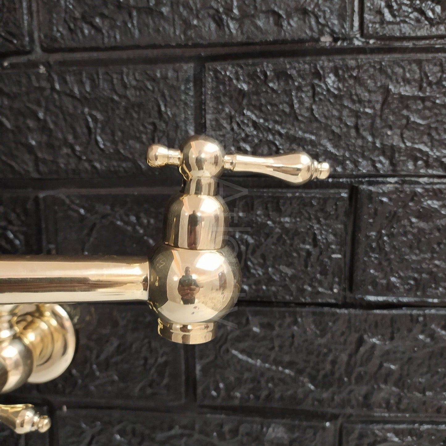 Wall Mount Pot Filler Kitchen Faucet, Unlacquered Solid Brass Pot Filler Kitchen Faucet with Lever Handle , Antique Brass