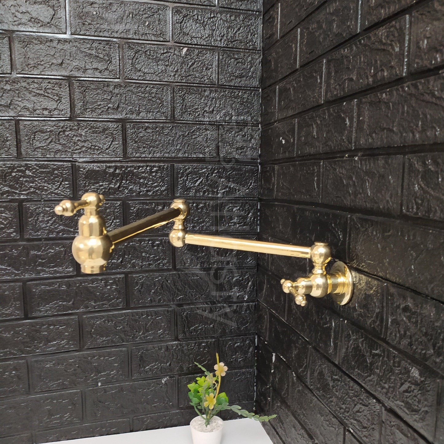 Wall Mount Pot Filler Kitchen Faucet, Unlacquered Solid Brass Pot Filler Kitchen Faucet with Lever Handle , Antique Brass