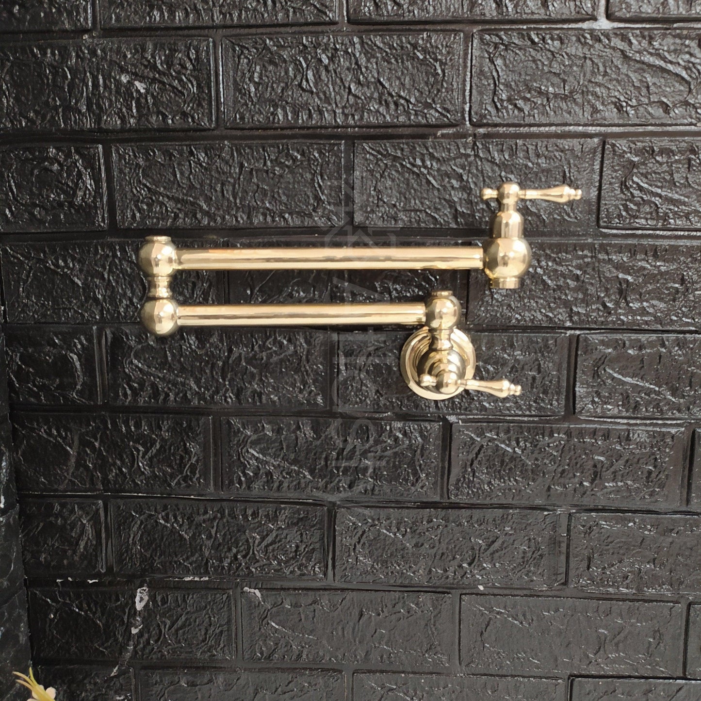 Wall Mount Pot Filler Kitchen Faucet, Unlacquered Solid Brass Pot Filler Kitchen Faucet with Lever Handle , Antique Brass