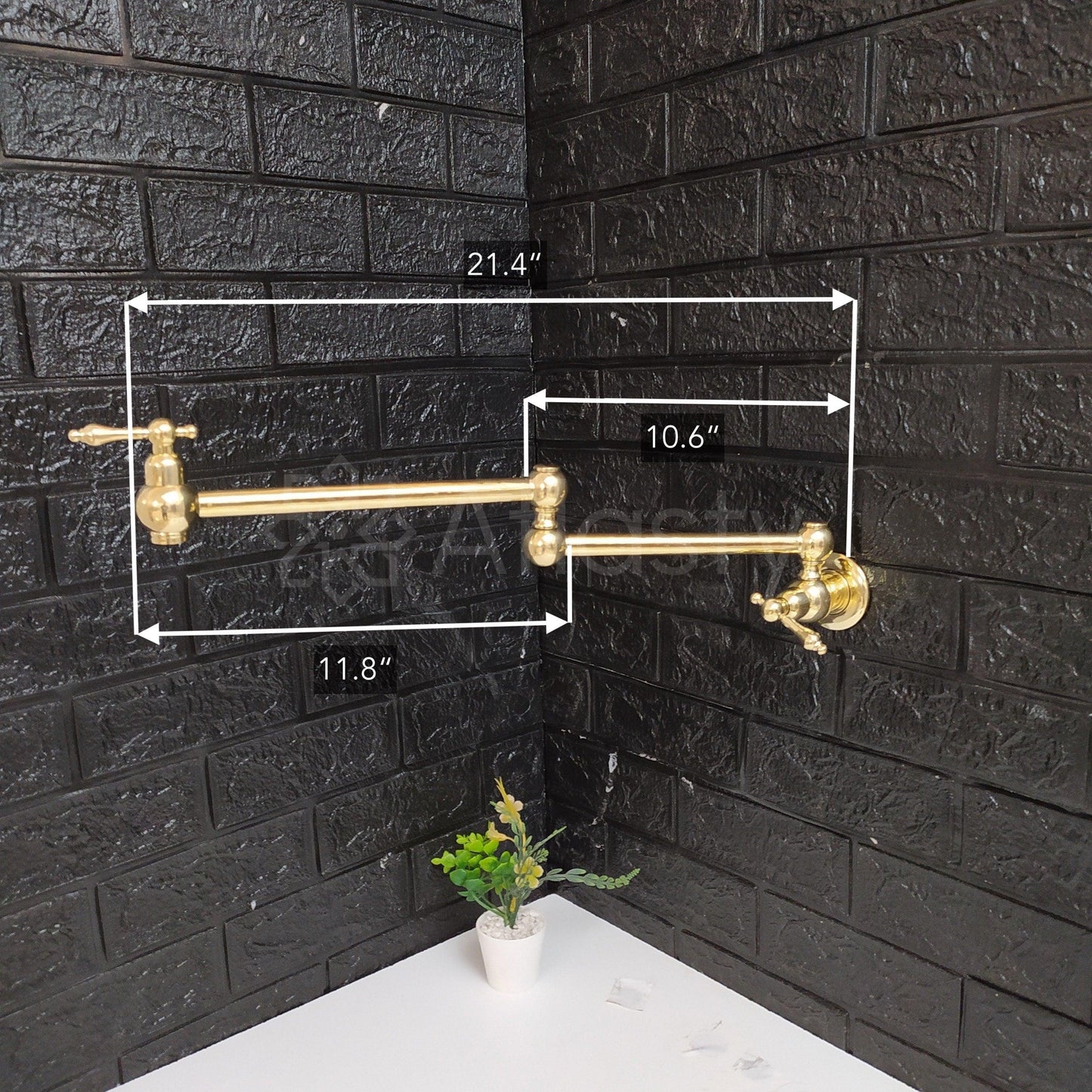 Wall Mount Pot Filler Kitchen Faucet, Unlacquered Solid Brass Pot Filler Kitchen Faucet with Lever Handle , Antique Brass