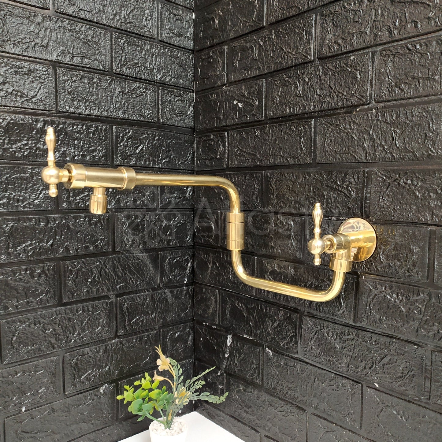 Handcrafted Pot Filler Kitchen Faucet, Unlacquered Solid Brass Pot Filler Kitchen Faucet with Lever Handle , Antique Brass