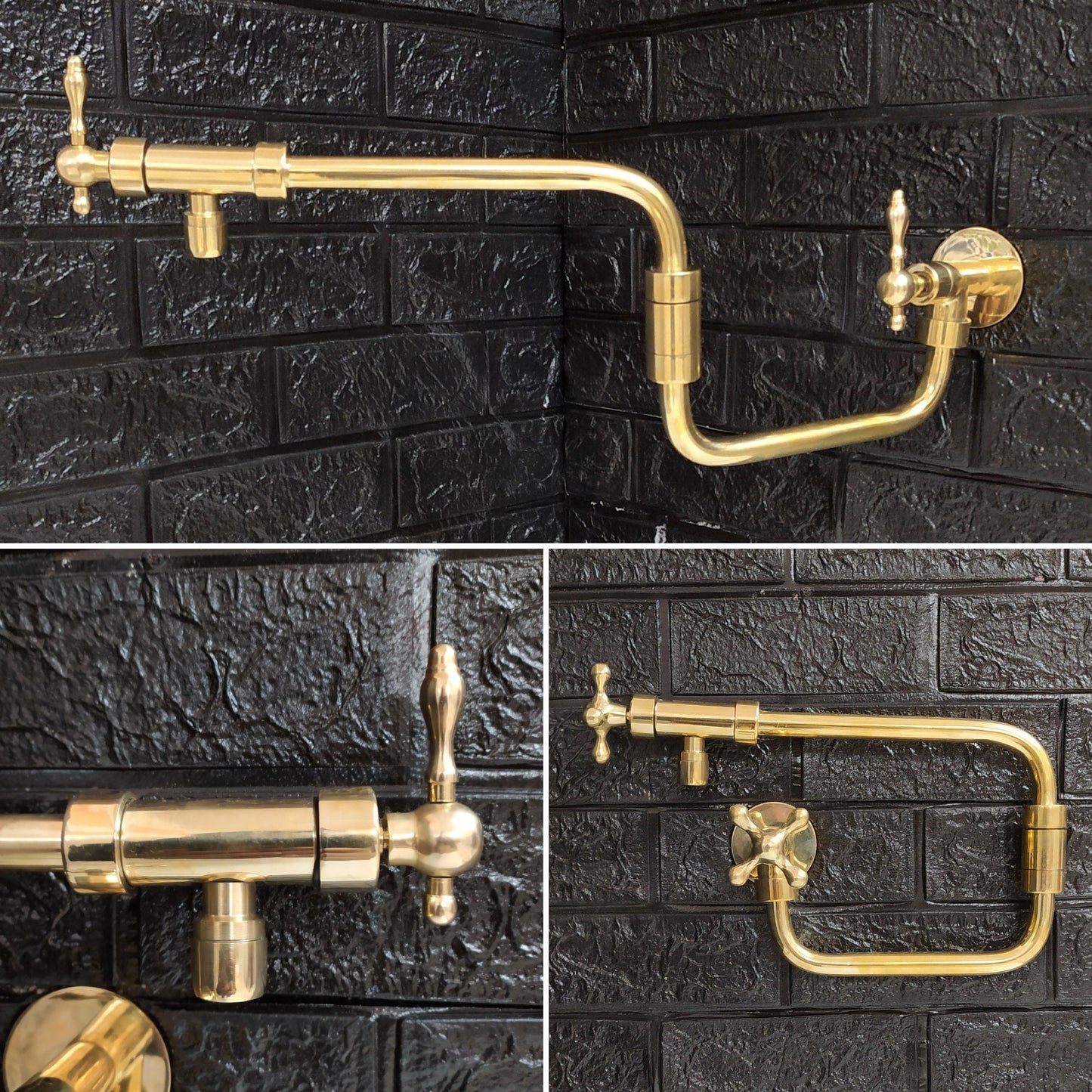 Handcrafted Pot Filler Kitchen Faucet, Unlacquered Solid Brass Pot Filler Kitchen Faucet with Lever Handle , Antique Brass