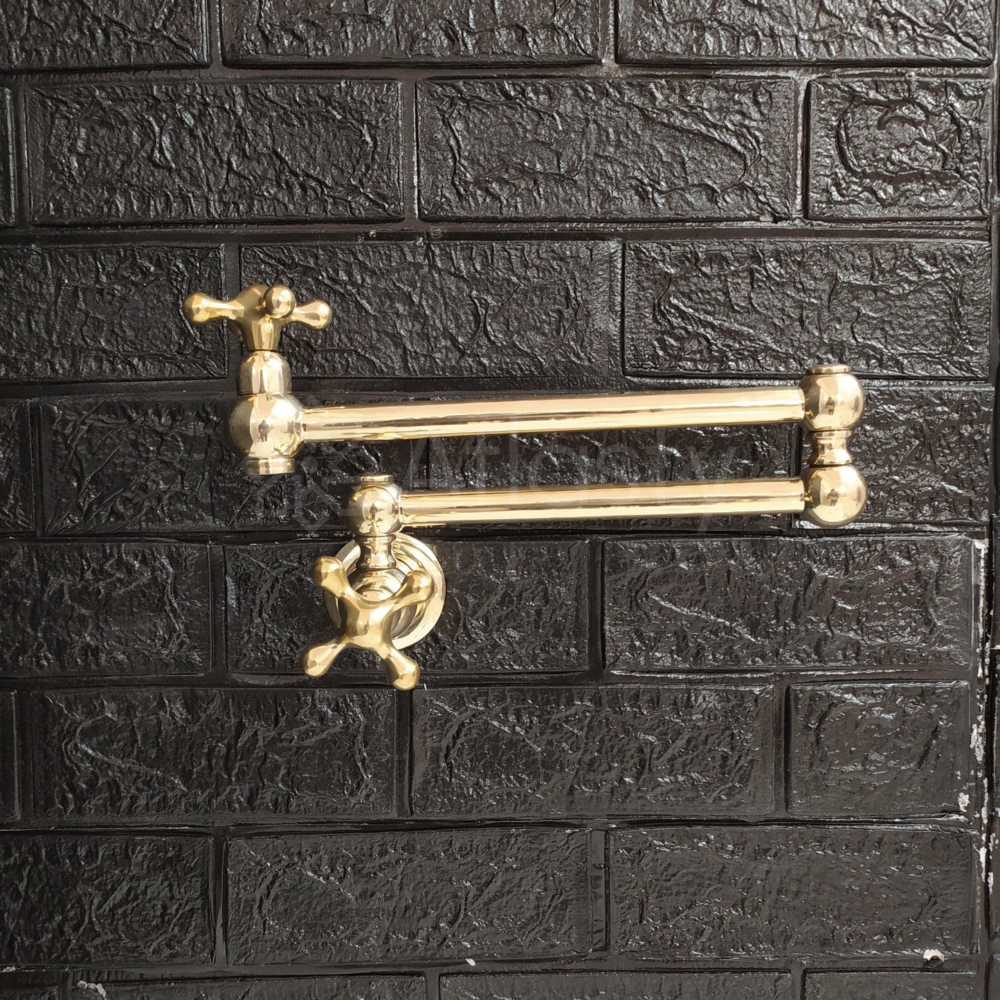 Wall Mount Pot Filler Kitchen Faucet, Unlacquered Solid Brass Pot Filler Kitchen Faucet with Cross Handle , Antique Brass