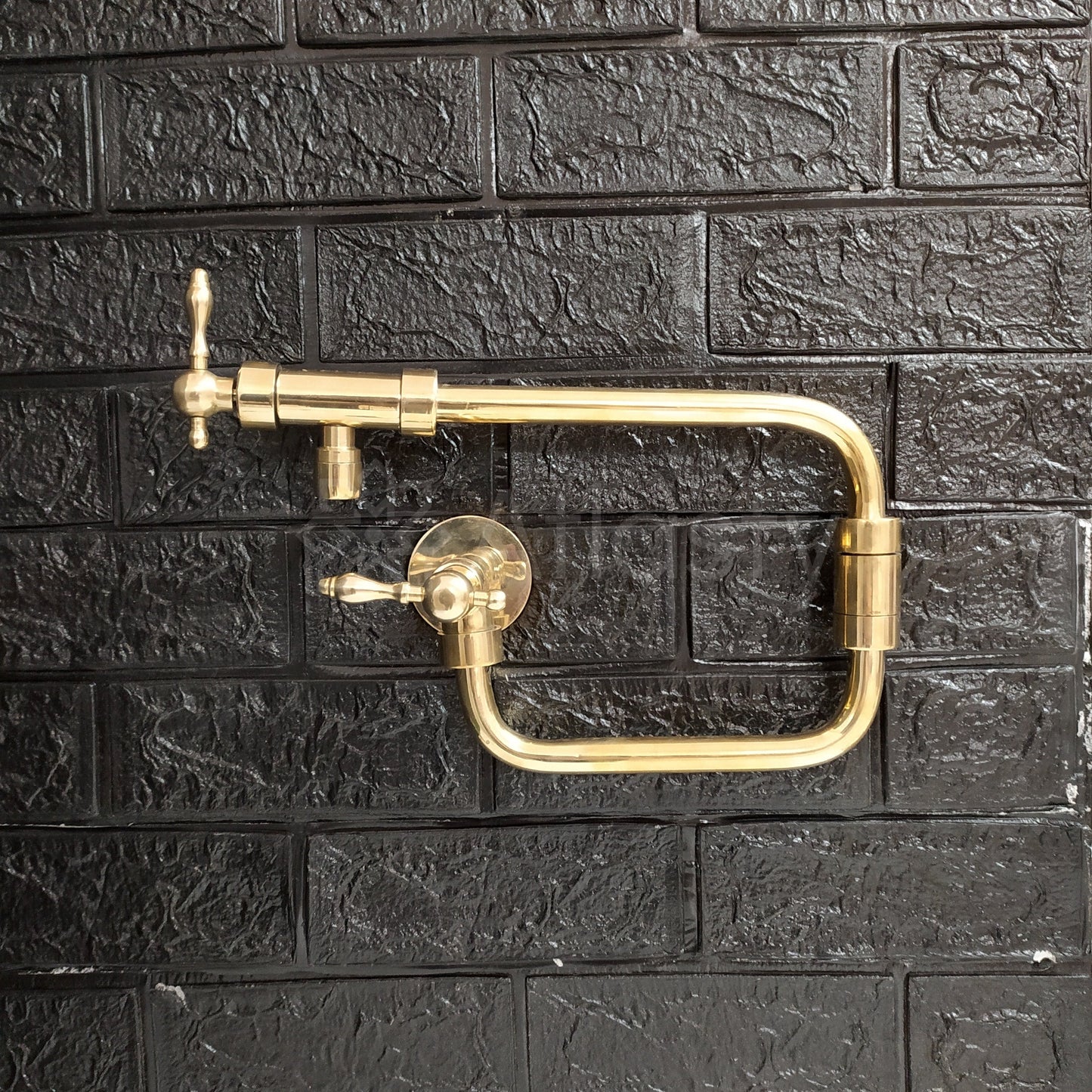 Handcrafted Pot Filler Kitchen Faucet, Unlacquered Solid Brass Pot Filler Kitchen Faucet with Lever Handle , Antique Brass