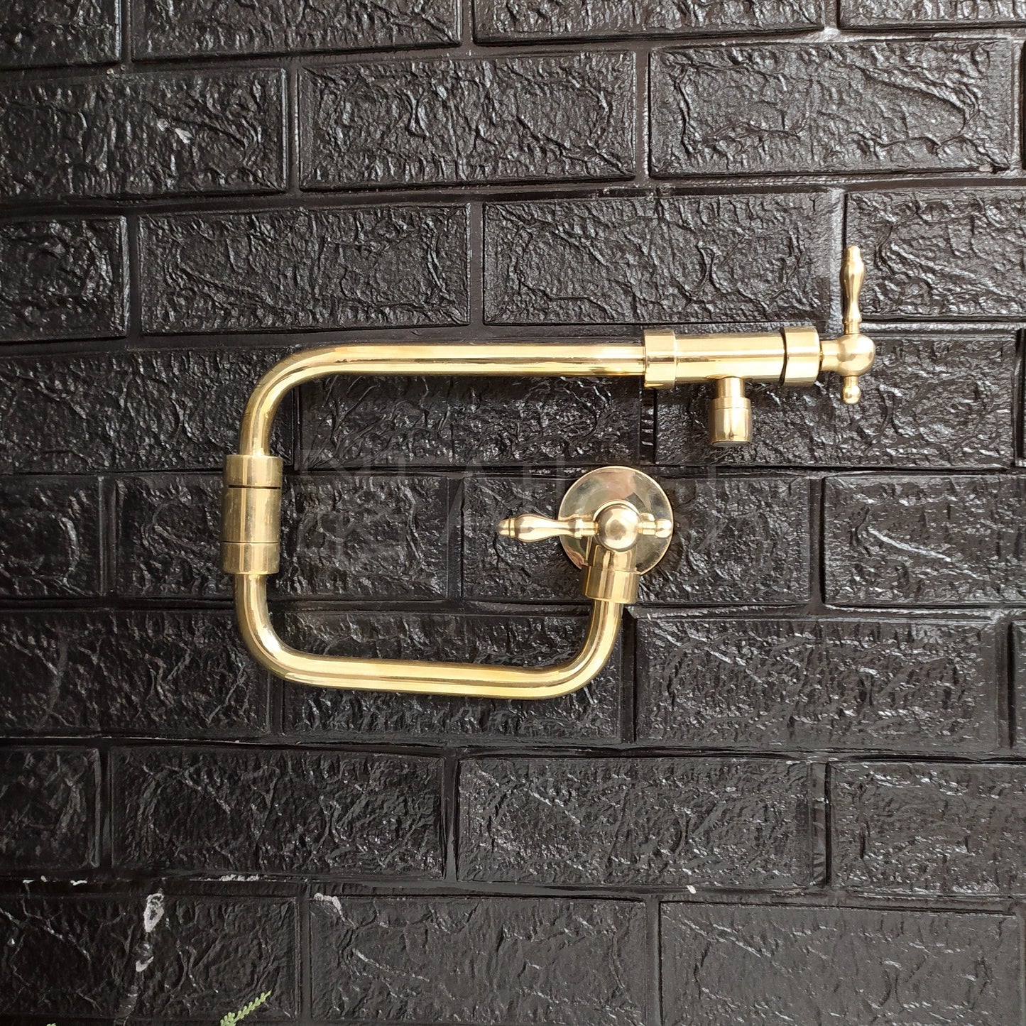 Handcrafted Pot Filler Kitchen Faucet, Unlacquered Solid Brass Pot Filler Kitchen Faucet with Lever Handle , Antique Brass