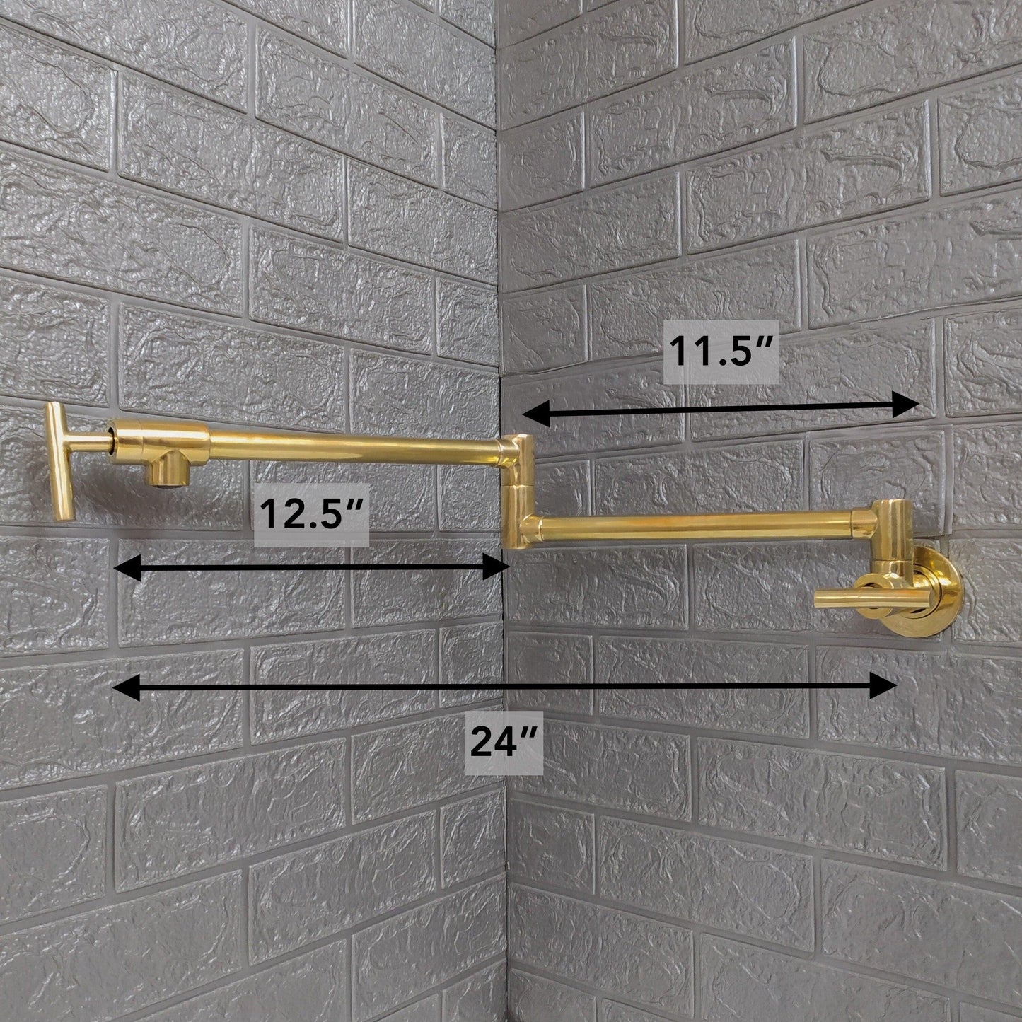 Unlacquered Brass Pot Filler with Lever Handle - A Stylish and Functional Kitchen Essential