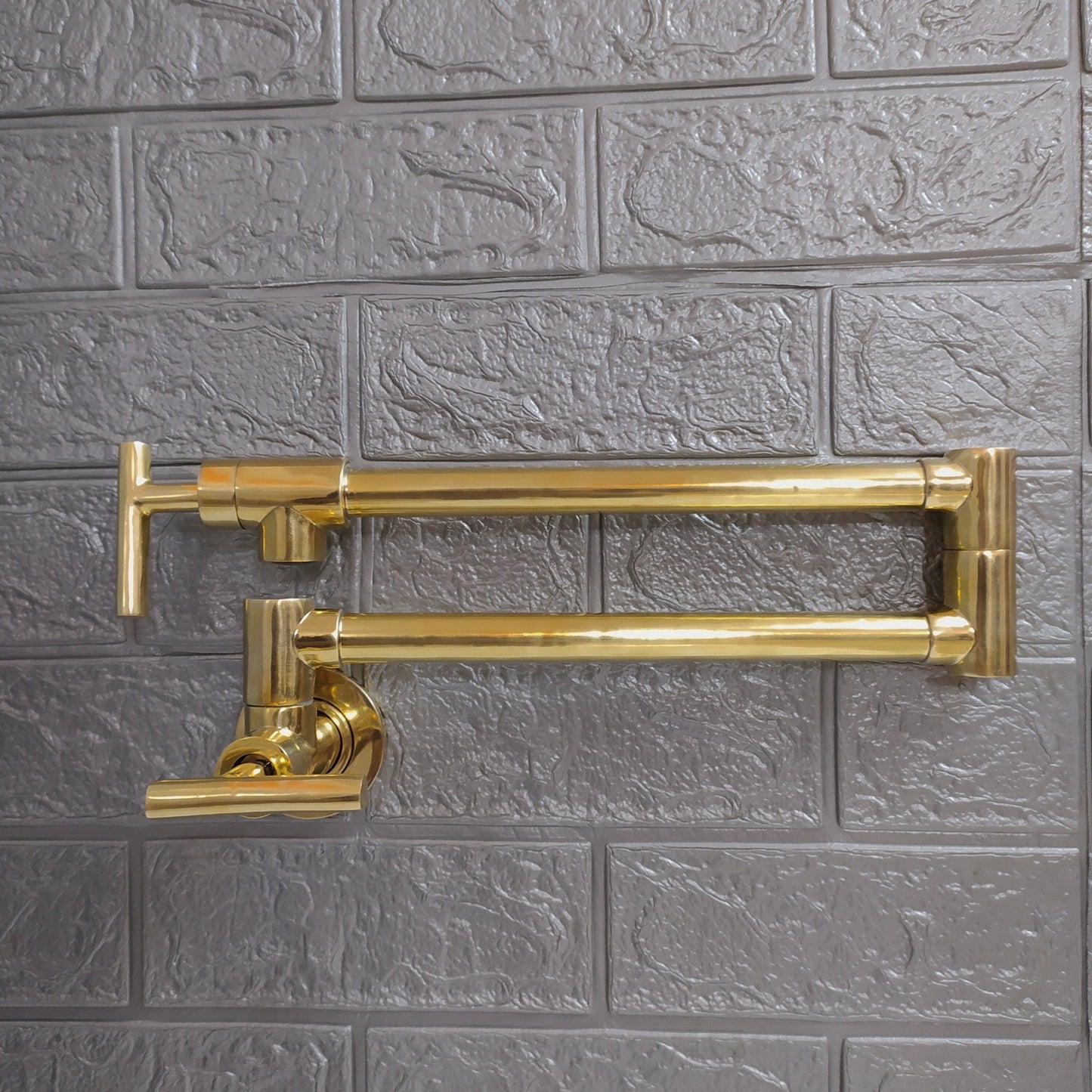 Unlacquered Brass Pot Filler with Lever Handle - A Stylish and Functional Kitchen Essential