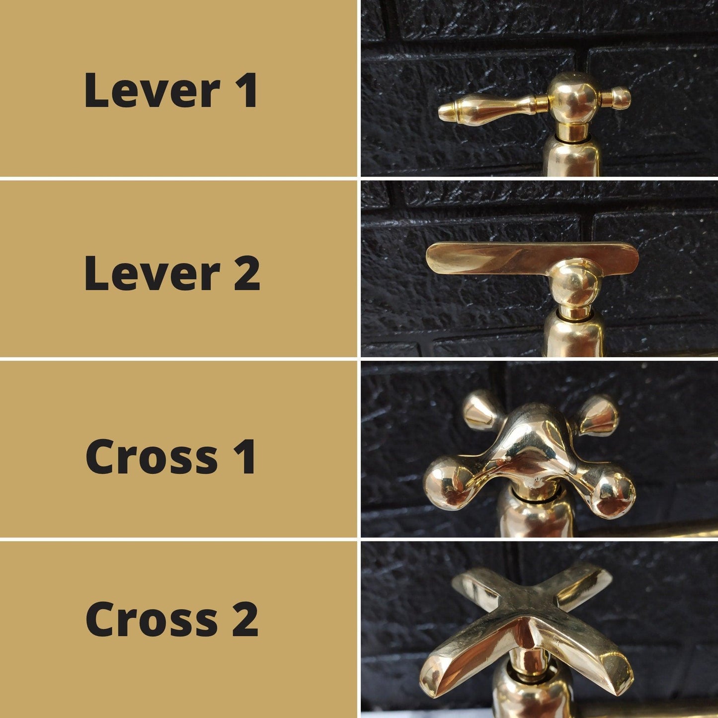 Unlacquered Brass Wall Mounted Bathroom Faucet - Vessel Sink Faucet with Cross or Lever Handles and Snake Mouth