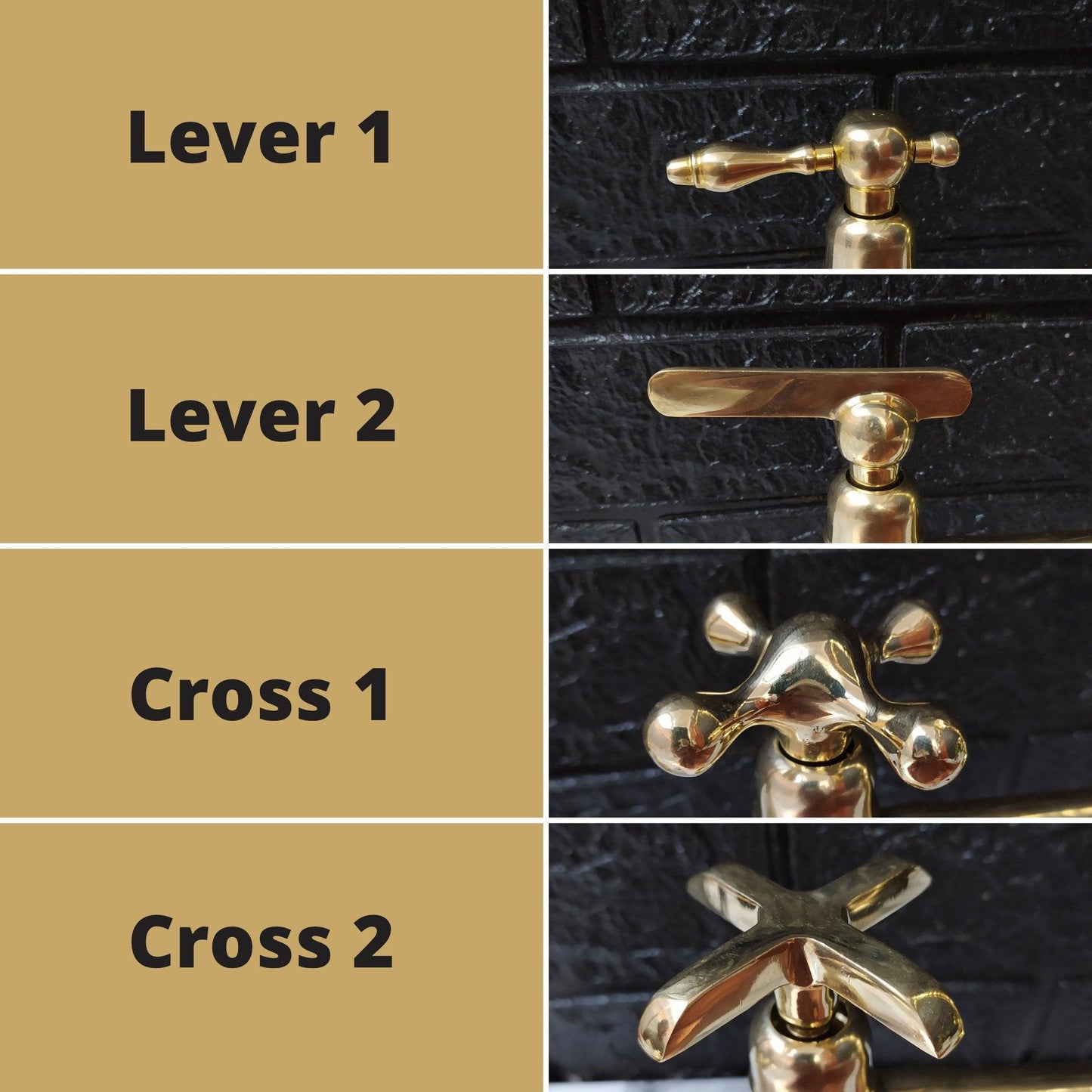 Grifo de pared de cuello de cisne de latón sin lacar, grifo de baño con agua fría y caliente y manijas tradicionales