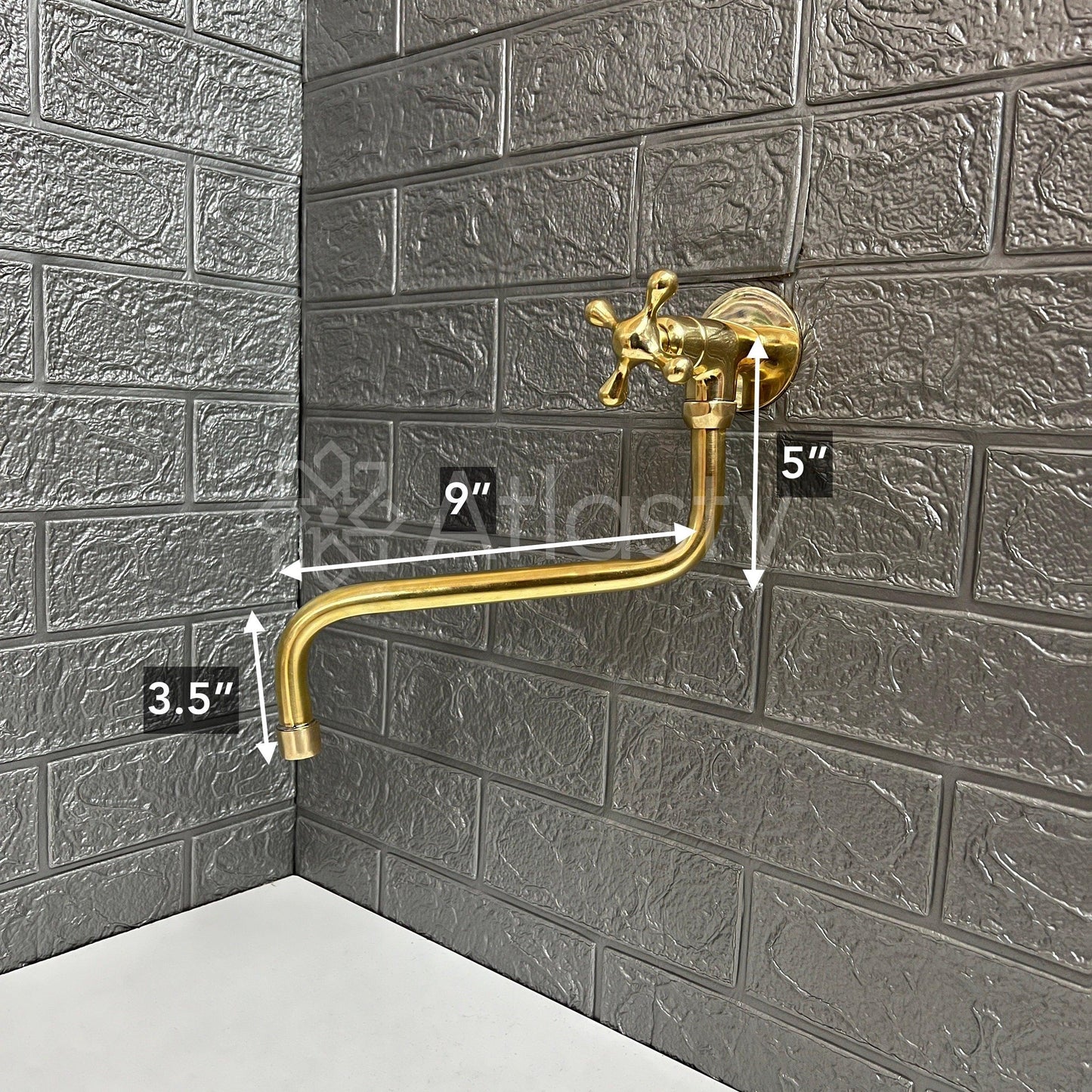 Wall Mount Pot Filler Kitchen Faucet, Unlacquered Solid Brass Pot Filler Kitchen Faucet, Antique Brass