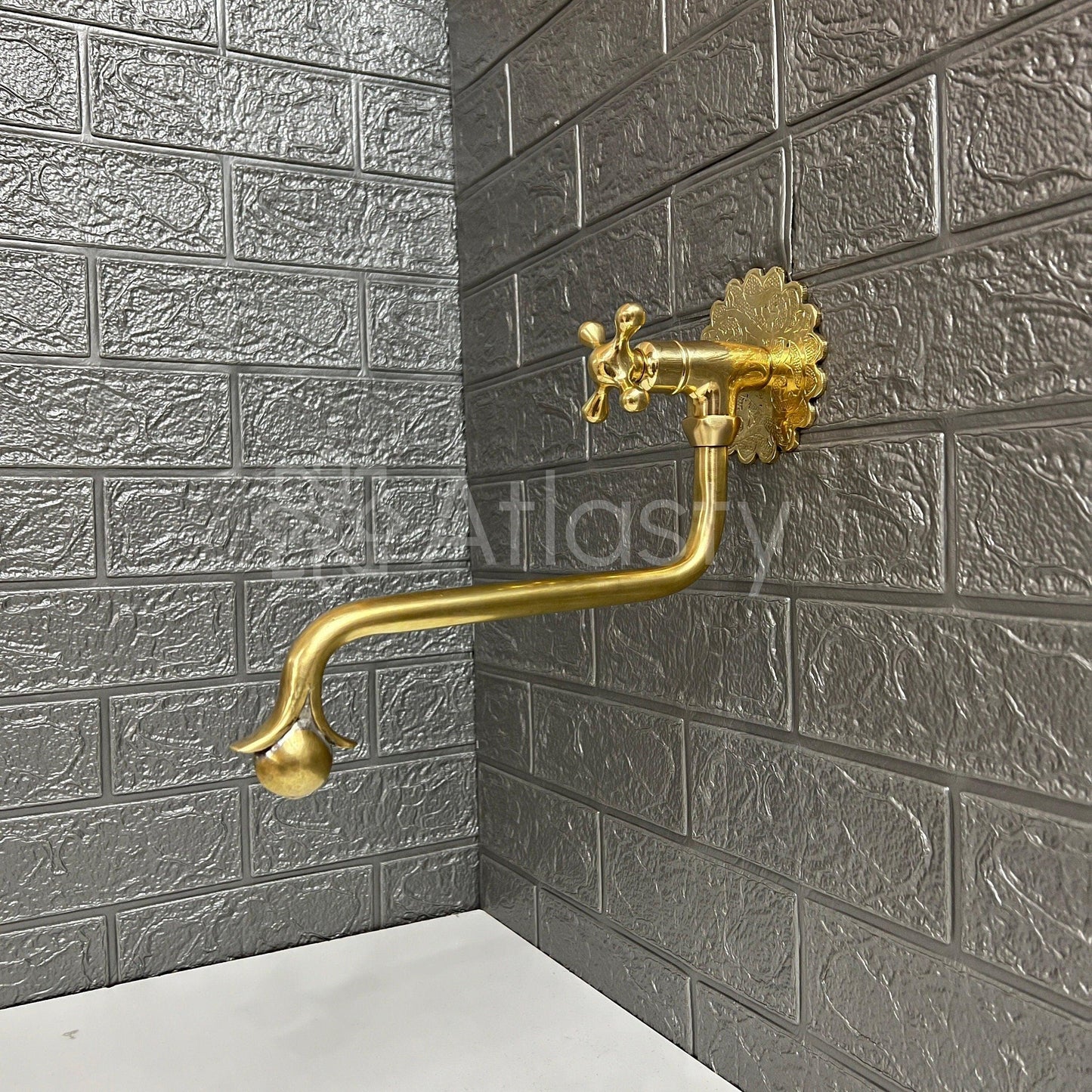 Wall Mount Pot Filler Kitchen Faucet, Unlacquered Solid Brass Pot Filler Kitchen Faucet, Antique Brass