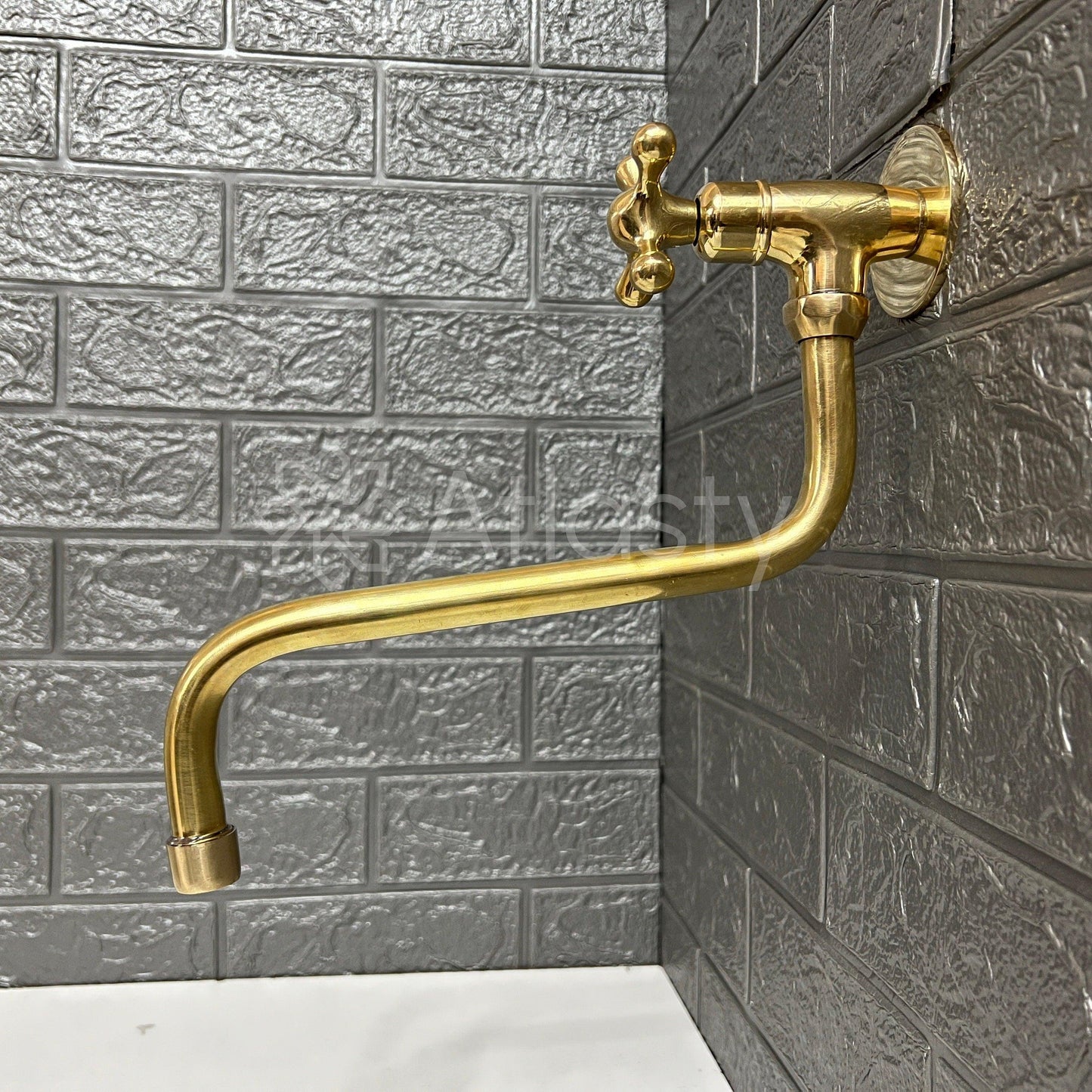 Wall Mount Pot Filler Kitchen Faucet, Unlacquered Solid Brass Pot Filler Kitchen Faucet, Antique Brass