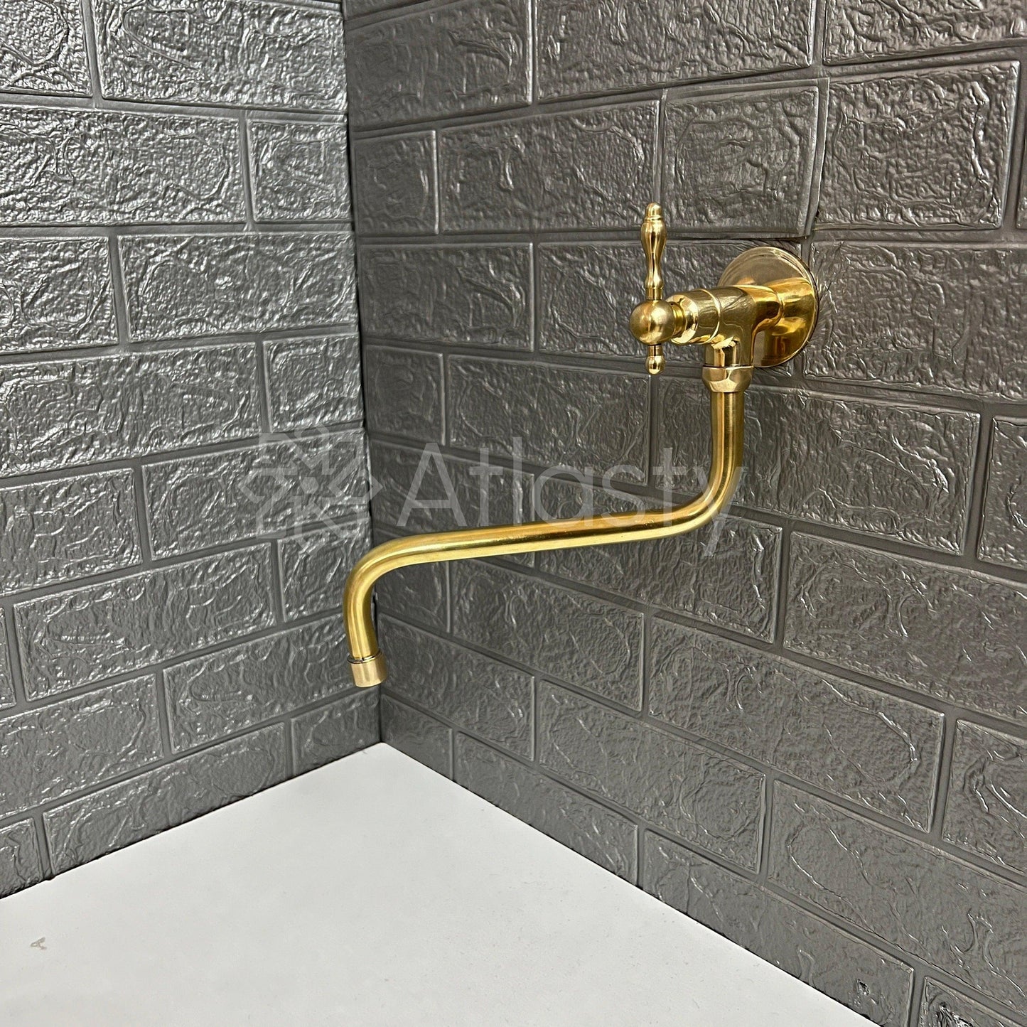 Wall Mount Pot Filler Kitchen Faucet, Unlacquered Solid Brass Pot Filler Kitchen Faucet, Antique Brass