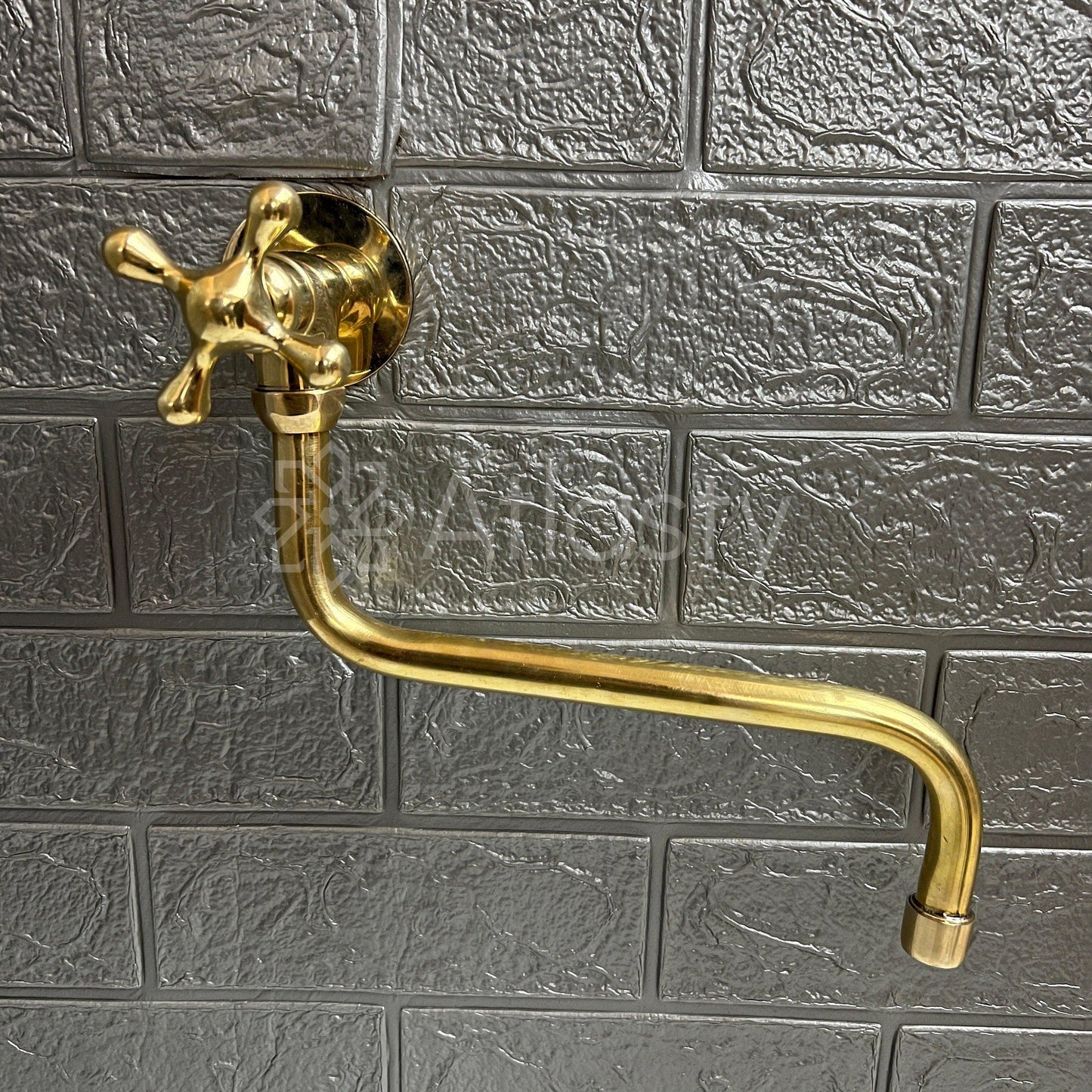 Wall Mount Pot Filler Kitchen Faucet, Unlacquered Solid Brass Pot Filler Kitchen Faucet, Antique Brass