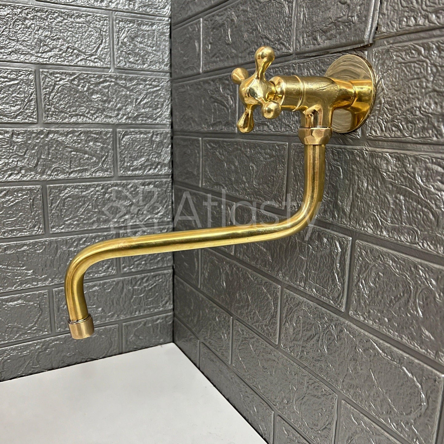 Wall Mount Pot Filler Kitchen Faucet, Unlacquered Solid Brass Pot Filler Kitchen Faucet, Antique Brass