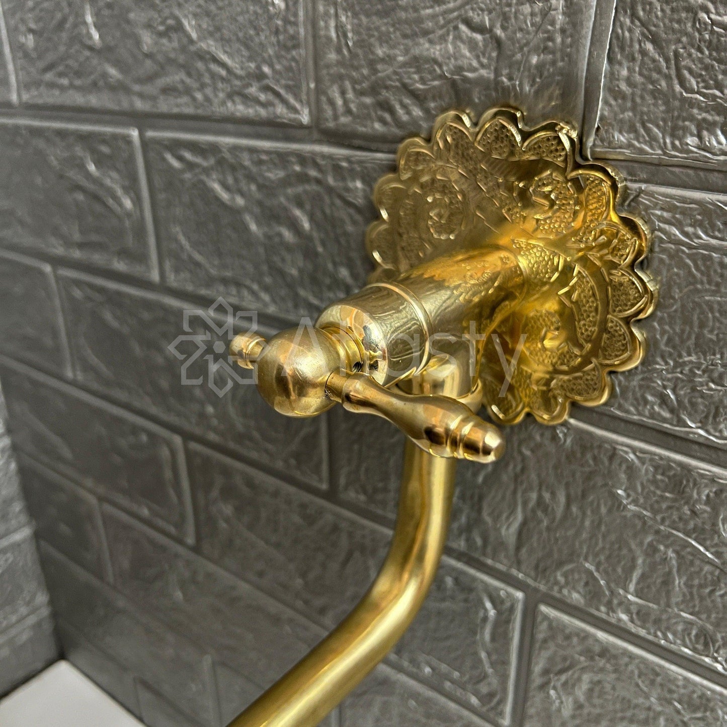 Wall Mount Pot Filler Kitchen Faucet, Unlacquered Solid Brass Pot Filler Kitchen Faucet, Antique Brass