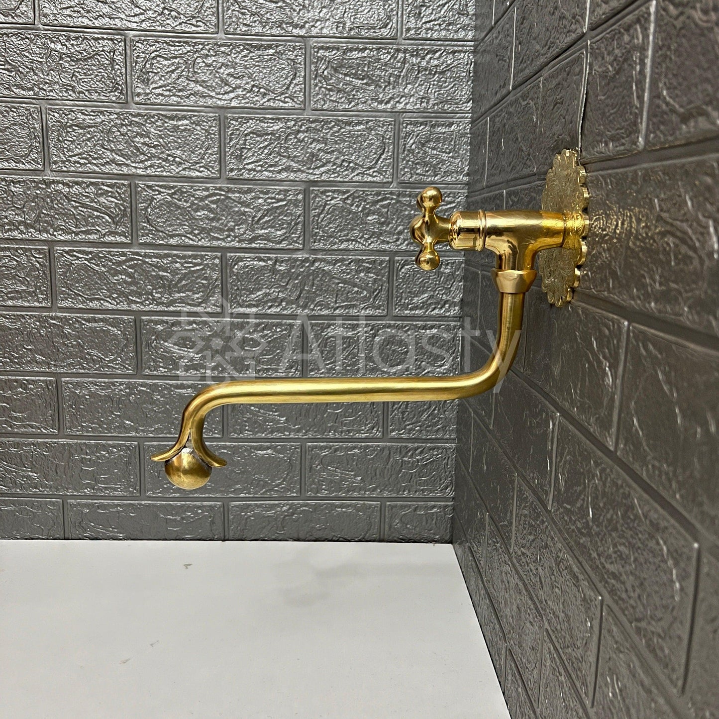 Wall Mount Pot Filler Kitchen Faucet, Unlacquered Solid Brass Pot Filler Kitchen Faucet, Antique Brass