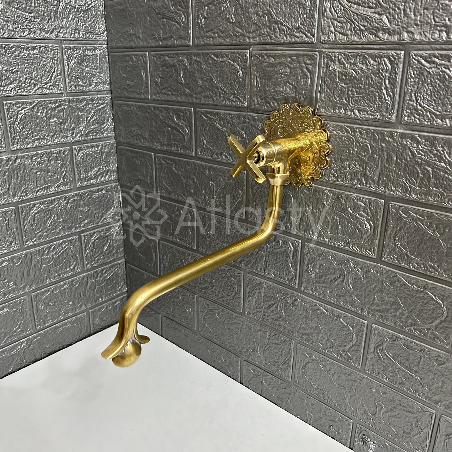 Wall Mount Pot Filler Kitchen Faucet, Unlacquered Solid Brass Pot Filler Kitchen Faucet, Antique Brass