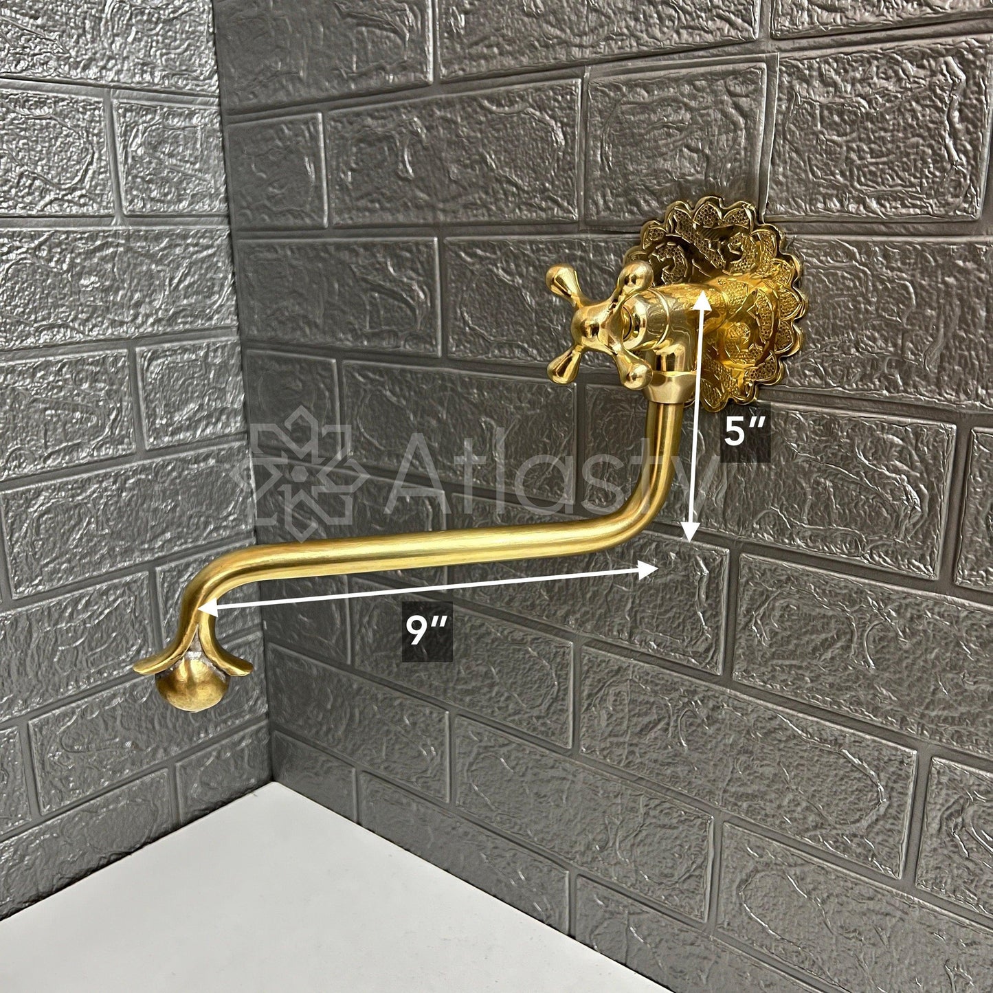 Wall Mount Pot Filler Kitchen Faucet, Unlacquered Solid Brass Pot Filler Kitchen Faucet, Antique Brass