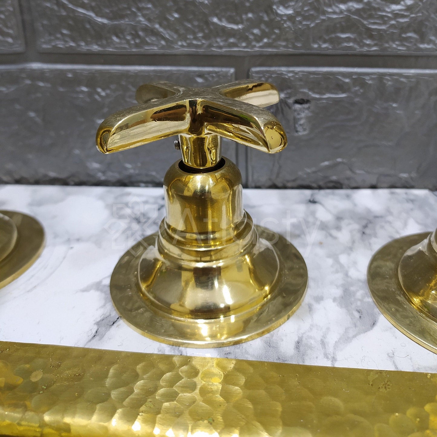 Unlacquered Brass 3 Holes Faucet with Cross or Lever Handles, Sprayer, and Soap Dispenser - Timeless Design for Kitchen or Bathroom