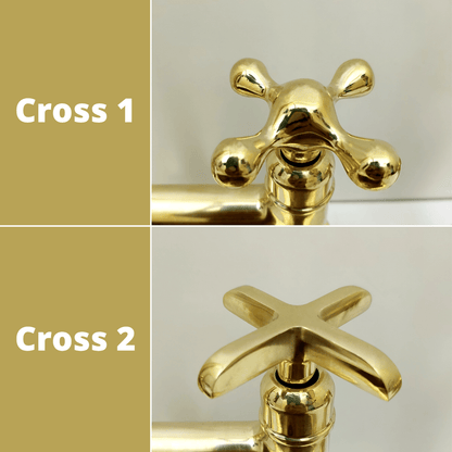 Unlacquered Brass 3 Holes Faucet with Cross or Lever Handles, Sprayer, and Soap Dispenser - Timeless Design for Kitchen or Bathroom
