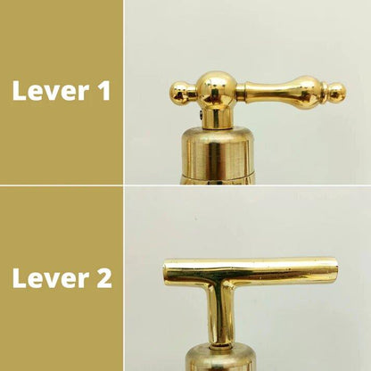 Grifo de cocina vintage de latón sin lacar con pulverizador y dispensador de jabón, grifo de cocina de latón antiguo con acabado Living, ref. APCL-8