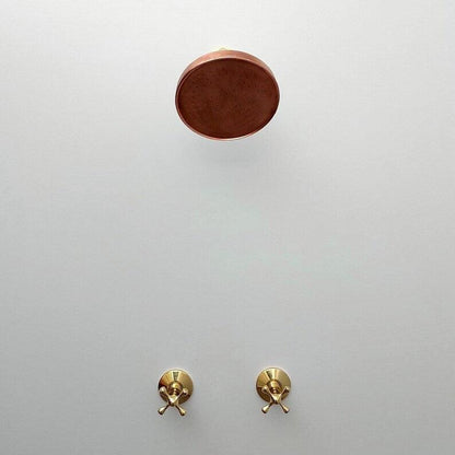 Unlacquered Brass Shower System with Copper Round Rain Shower Head Ref - ATLASS32