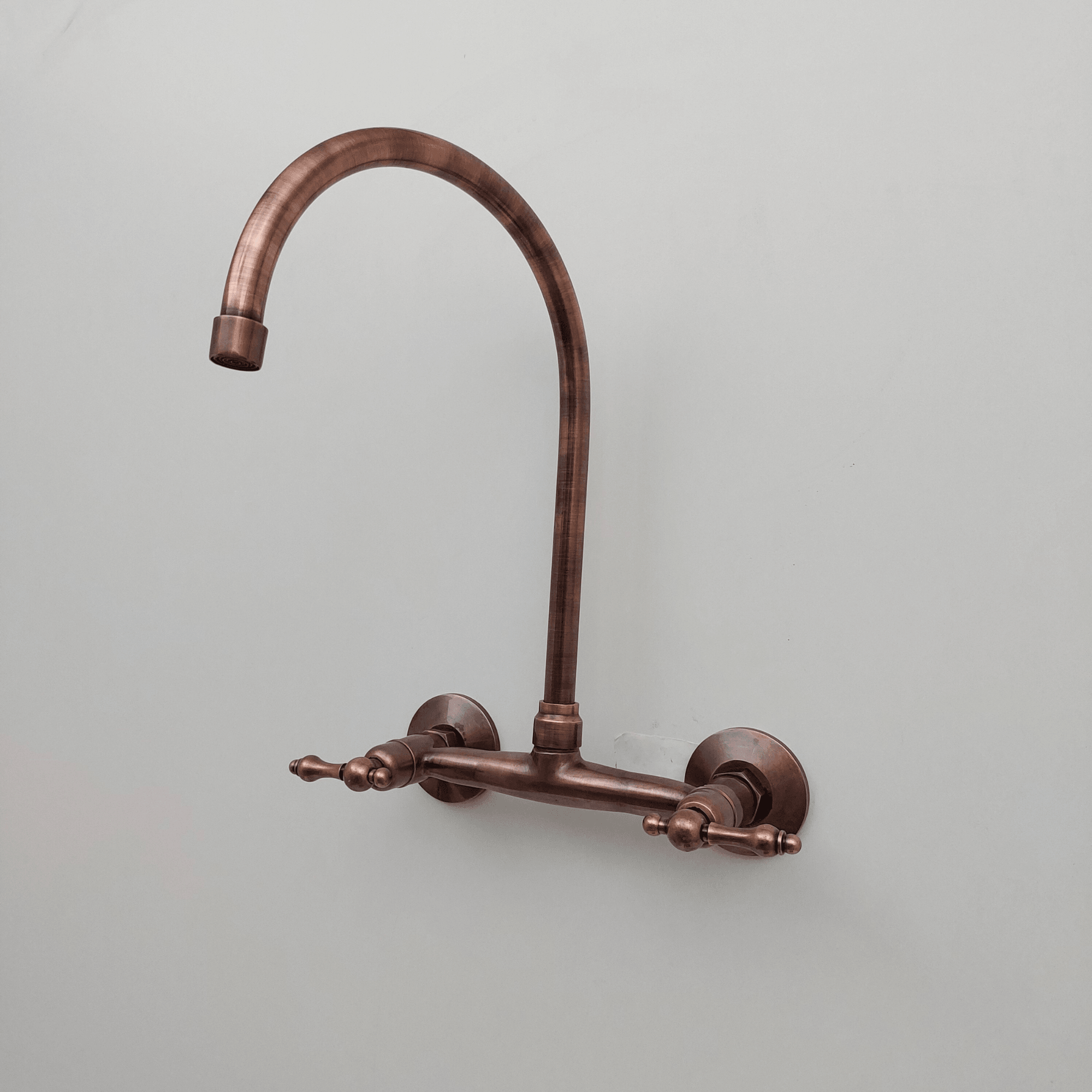 Brass Wall-Mount Bridge Faucet, Antique Copper Finish Faucet with Lever Handles - Ref: WFL005
