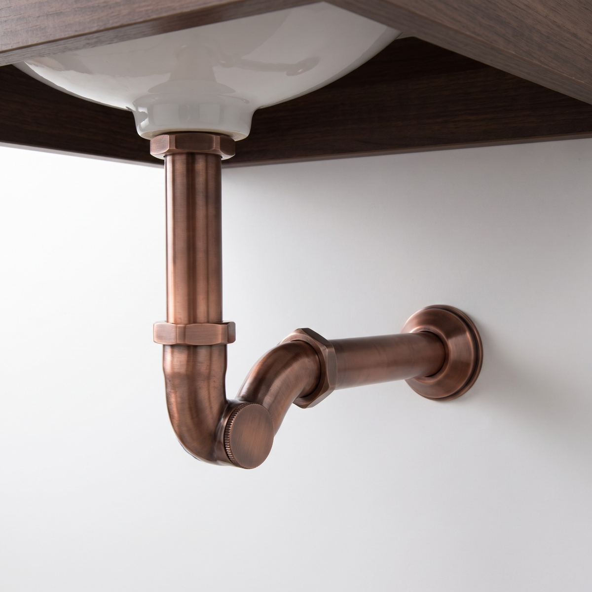 Antique Copper Drain Pipe with P-Trap