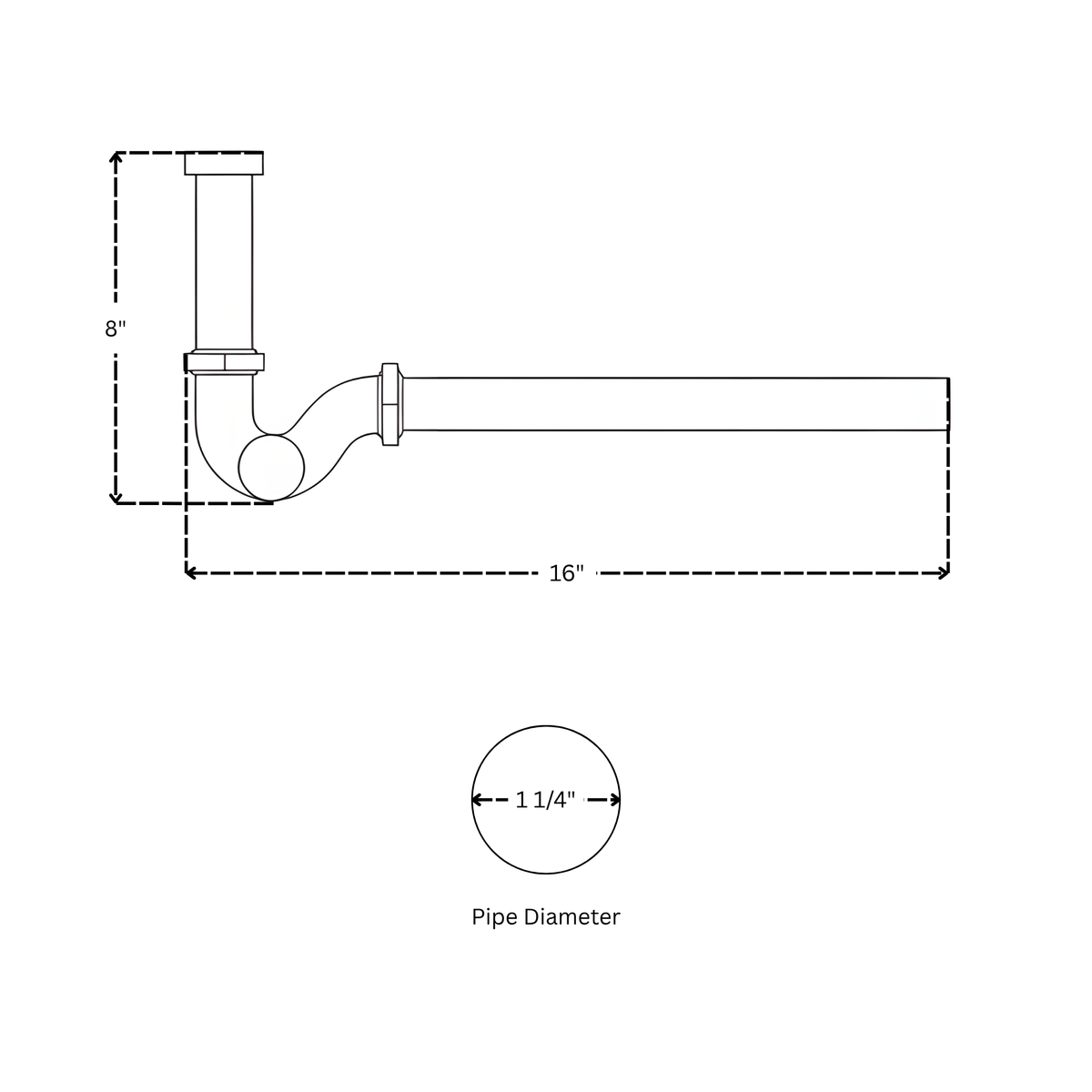 Antique Copper Drain Pipe with P-Trap