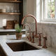 Antique Copper Bridge Kitchen Faucet with Cross Handles