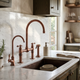 Antique Copper Bridge Kitchen Faucet with Lever Handles