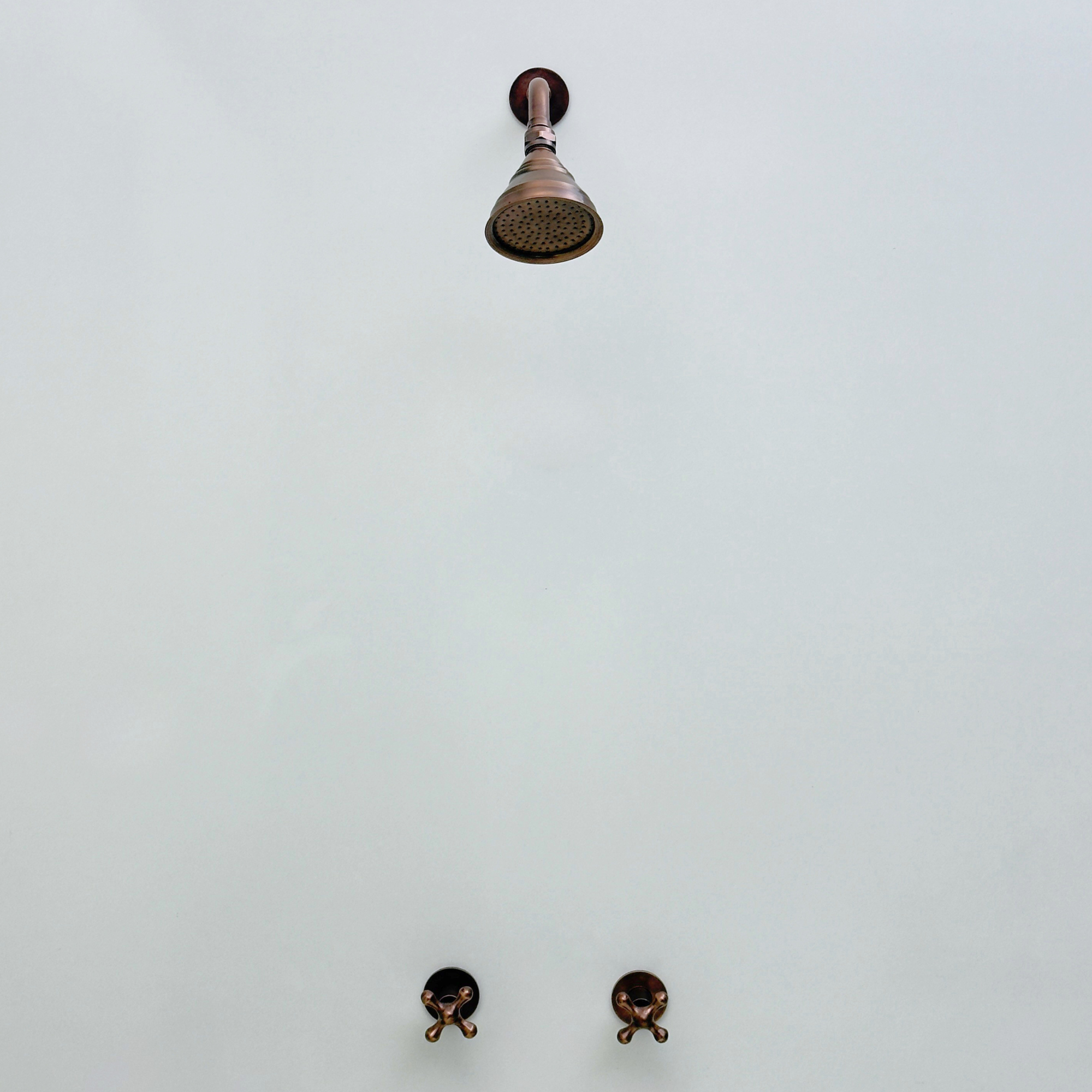 Antique Copper Shower System with Adjustable Round Rain Shower Head