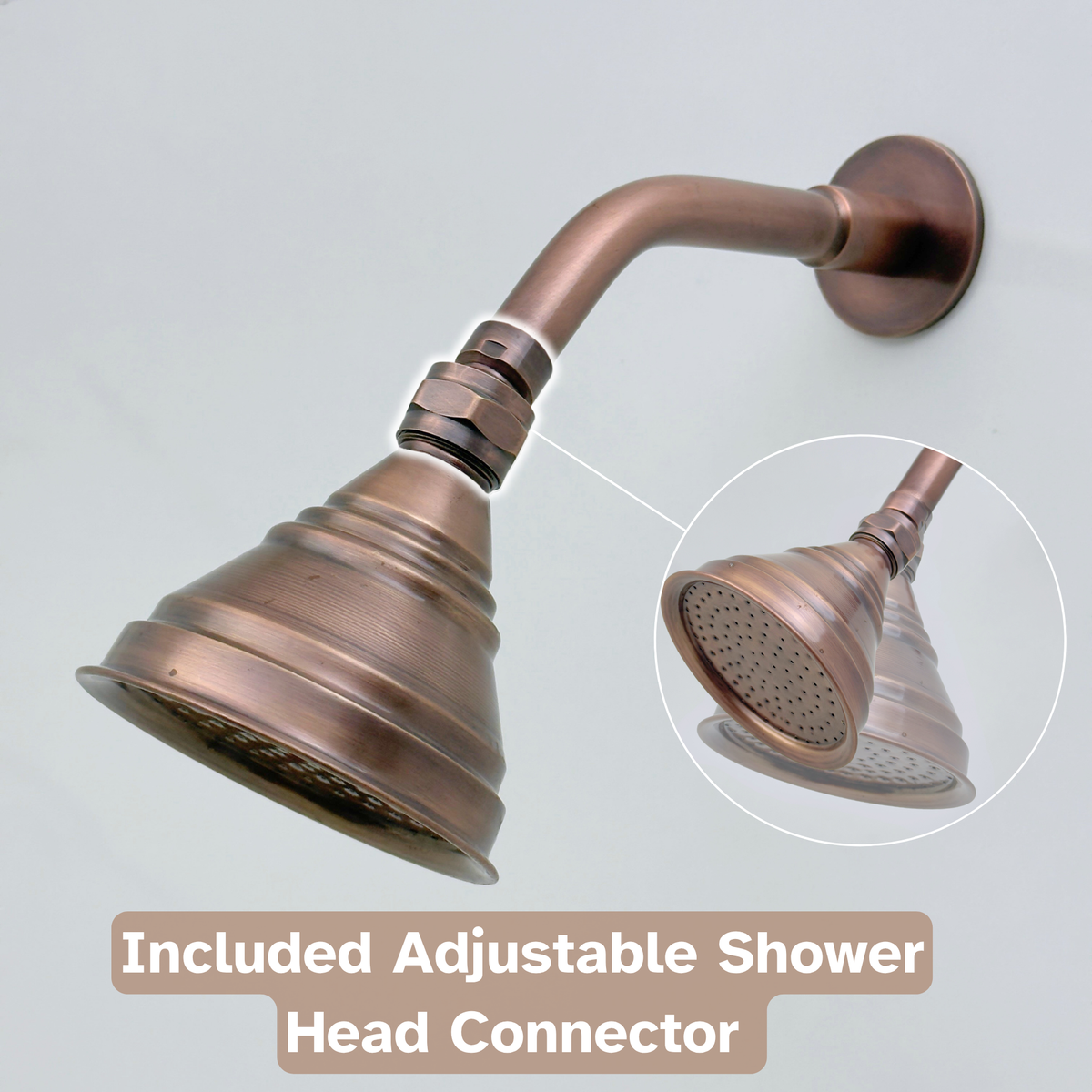 Antique Copper Shower System with Adjustable Round Rain Shower Head