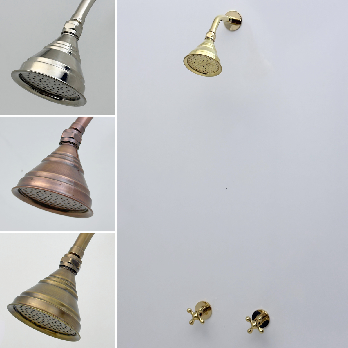 Concealed Solid Brass Shower System with Adjustable Rain Shower Head | 4 Custom Finishes