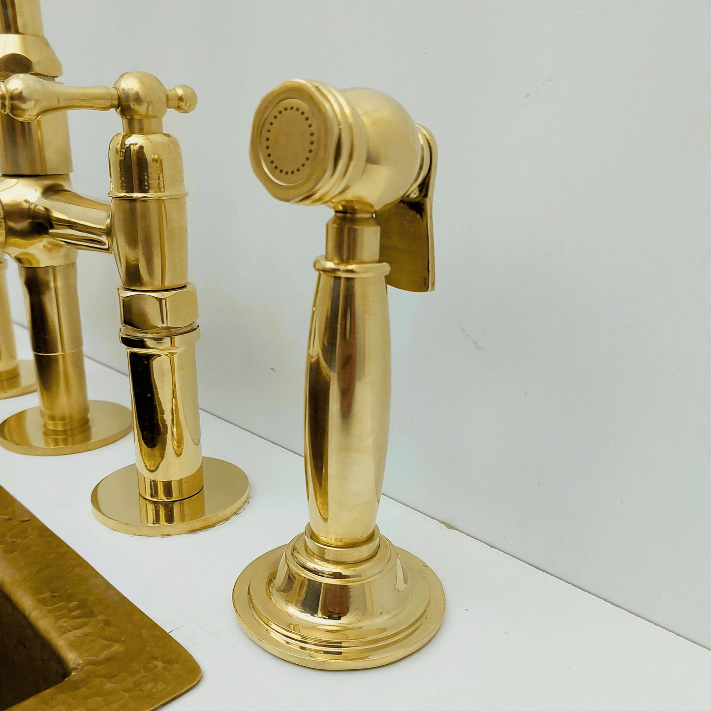Unlacquered Brass Kitchen Hand Sprayer, Cold Water Solid Brass Sprayer - Ref: ASP004