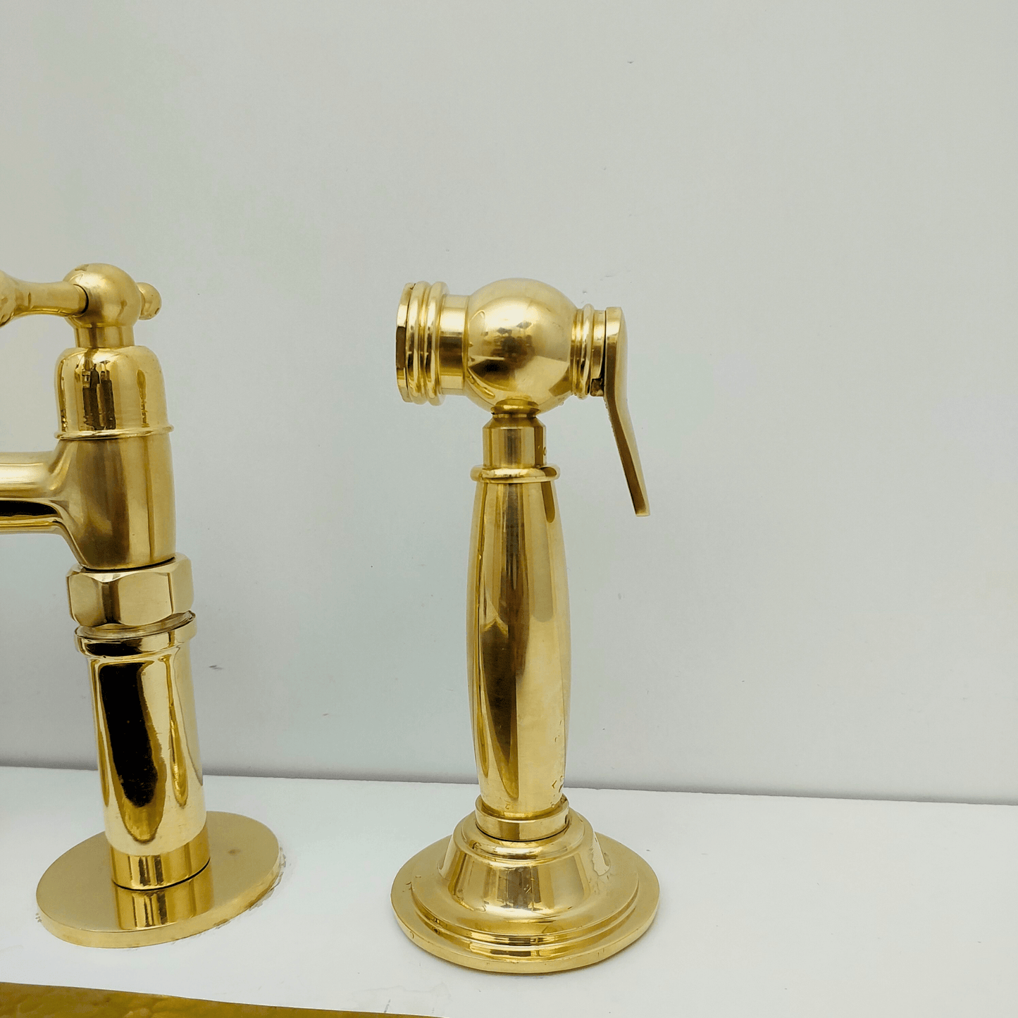 Unlacquered Brass Kitchen Hand Sprayer, Cold Water Solid Brass Sprayer - Ref: ASP004