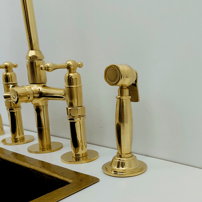 Unlacquered Brass Kitchen Hand Sprayer, Cold Water Solid Brass Sprayer - Ref: ASP004