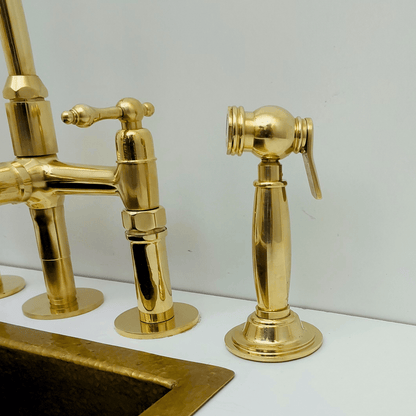 Unlacquered Brass Kitchen Hand Sprayer, Cold Water Solid Brass Sprayer - Ref: ASP004