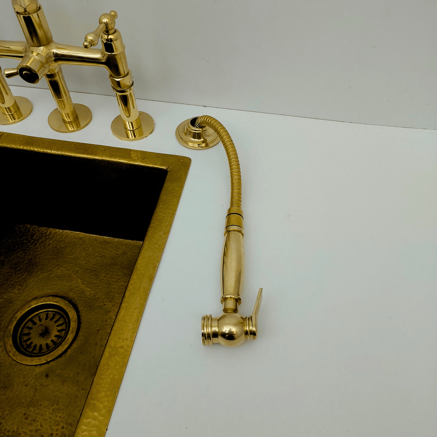 Unlacquered Brass Kitchen Hand Sprayer, Cold Water Solid Brass Sprayer - Ref: ASP004