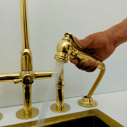 Unlacquered Brass Kitchen Hand Sprayer, Cold Water Solid Brass Sprayer - Ref: ASP004