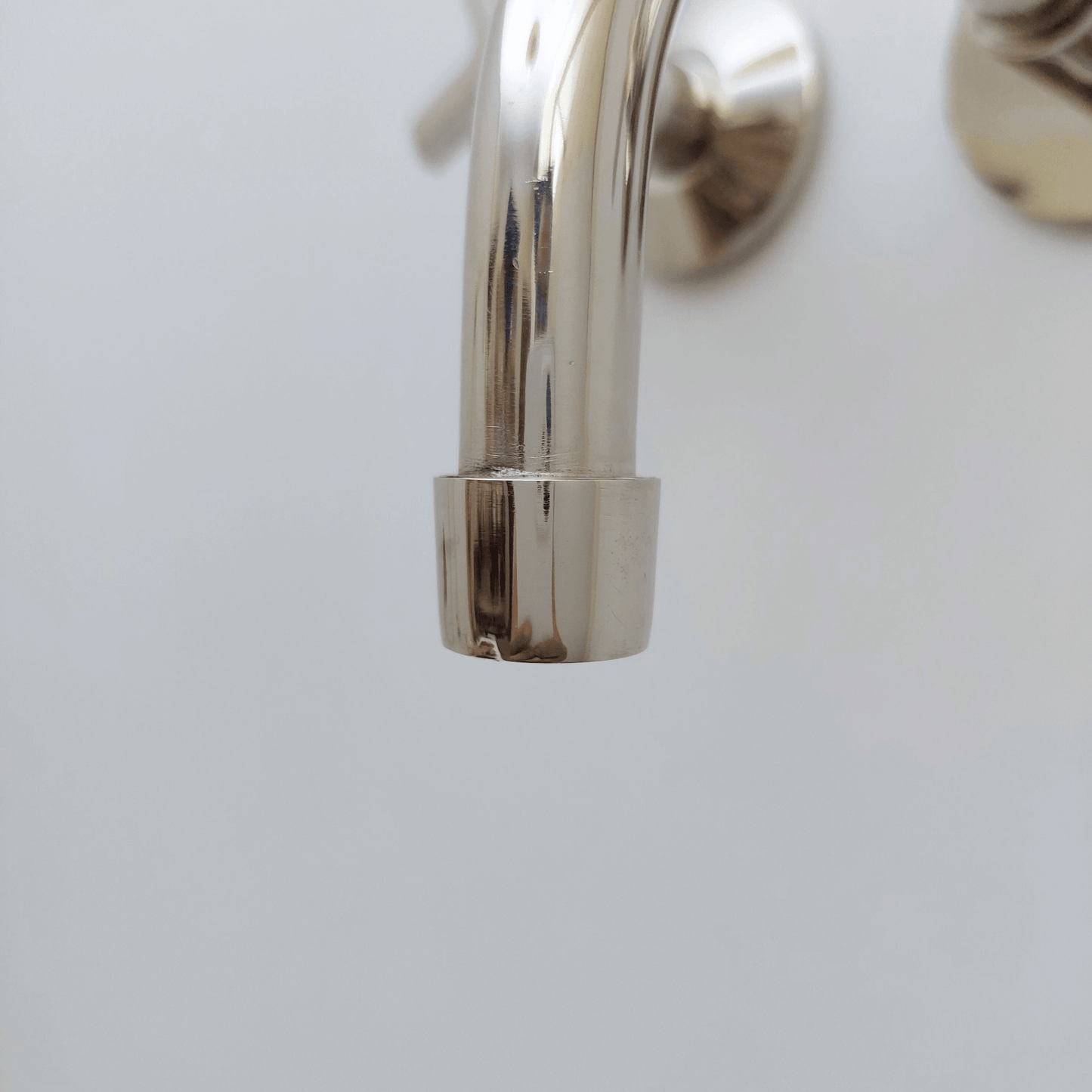Brass Wall Mounted Bathroom Faucet, Polished Nickel Finish Faucet with Cross Handles - Ref: WFCN001