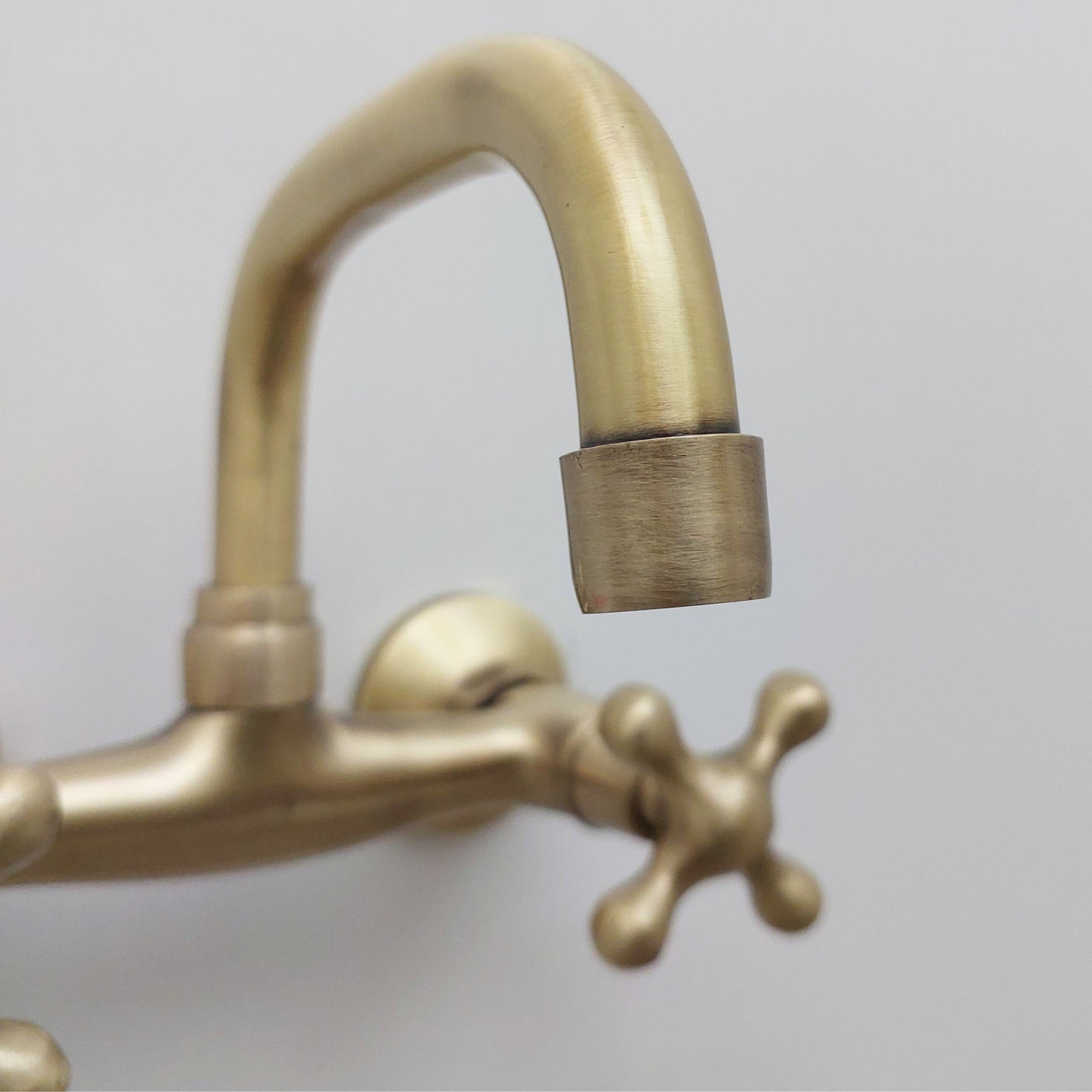 Brushed Brass Wall Mount Faucet, Antique Gooseneck Faucet - Ref: FA006-BB