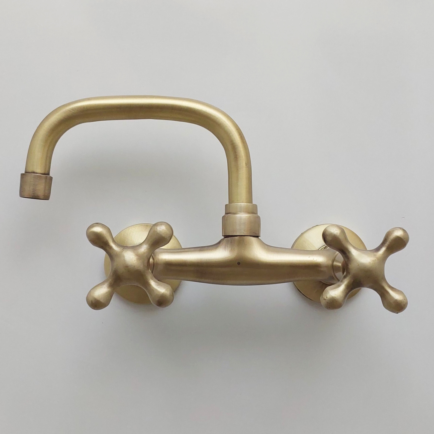 Brushed Brass Wall Mount Faucet, Antique Gooseneck Faucet - Ref: FA006-BB