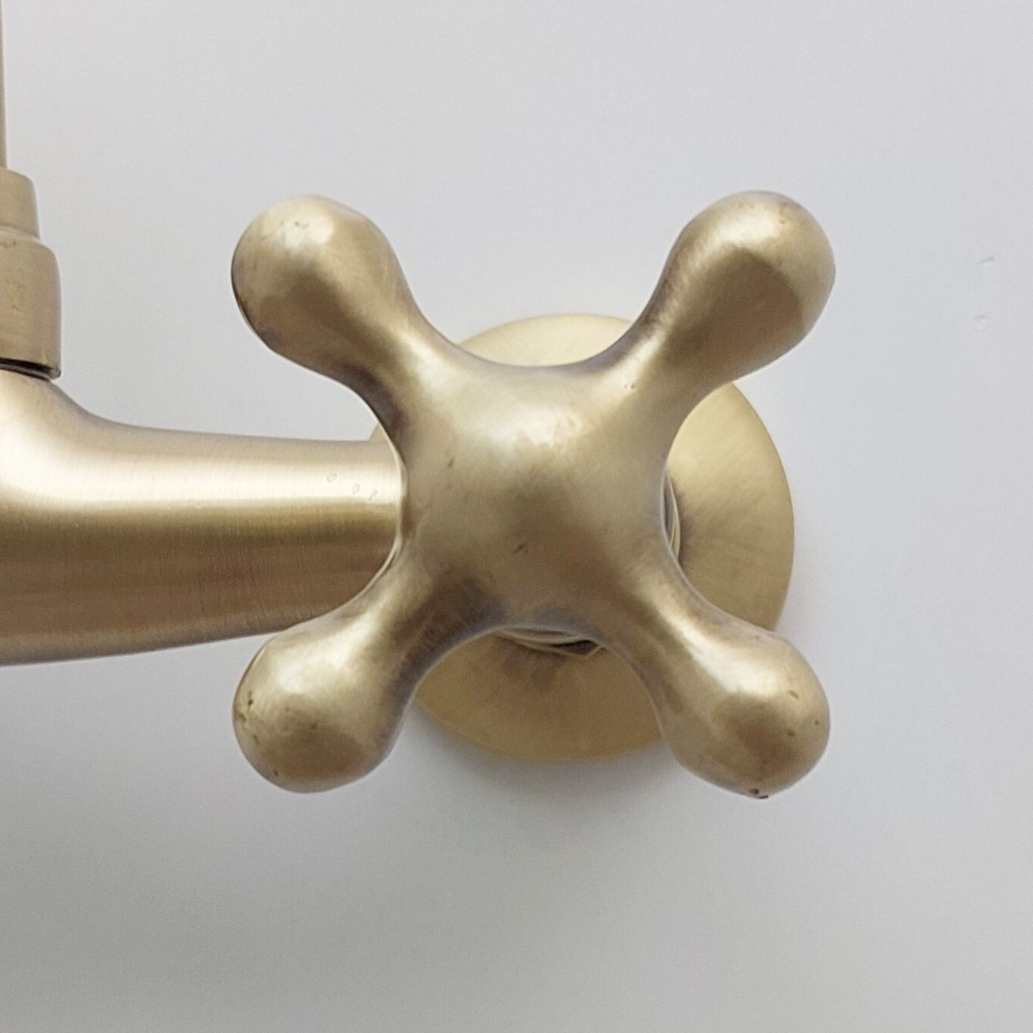 Brushed Brass Wall Mount Faucet, Antique Gooseneck Faucet - Ref: FA006-BB